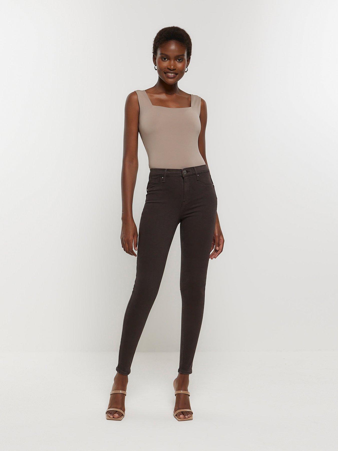 River Island Mid Rise Bum Sculpt Skinny Jeans - Brown