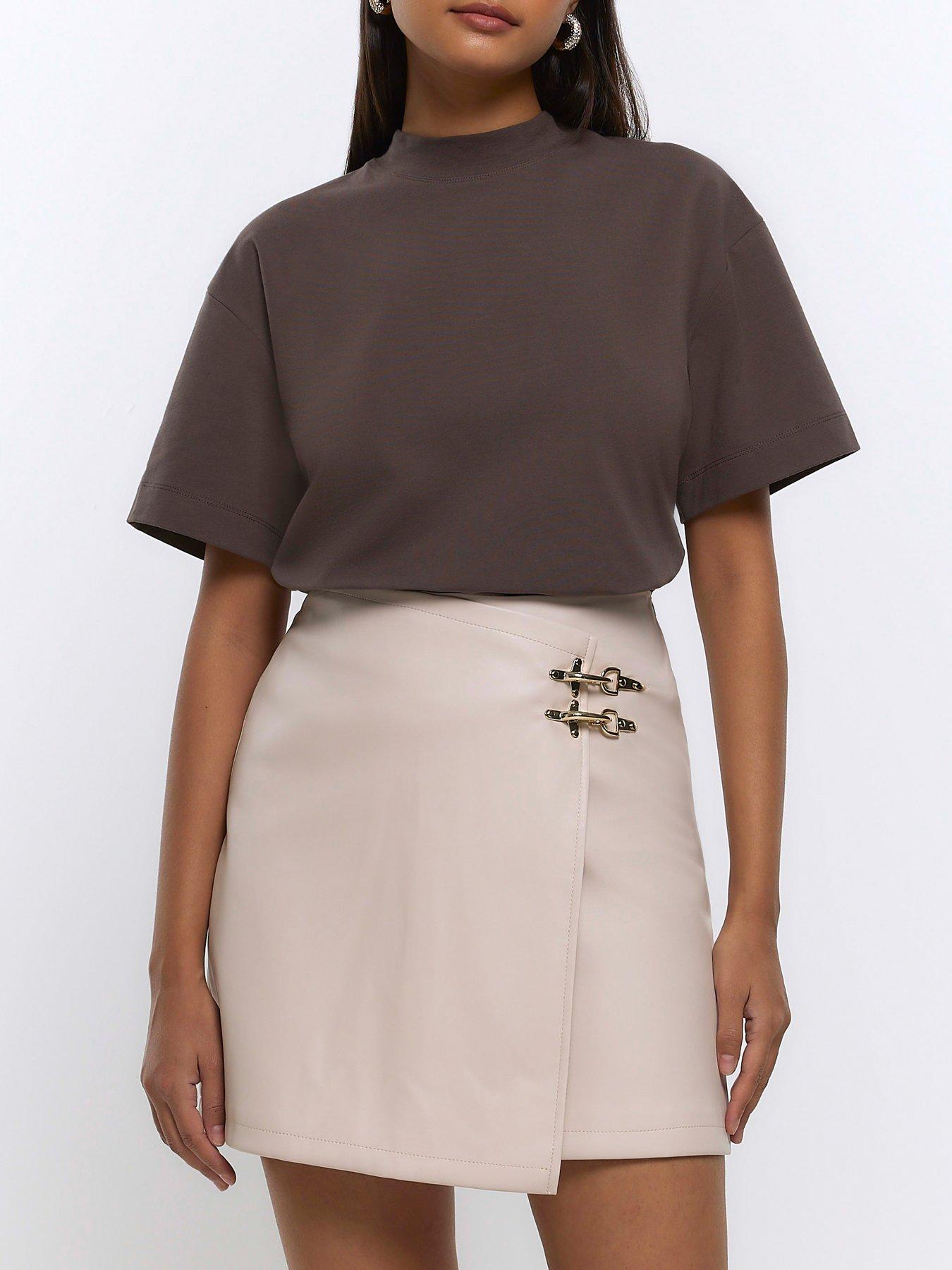 River Island Faux Leather Buckle Mini Skirt Very