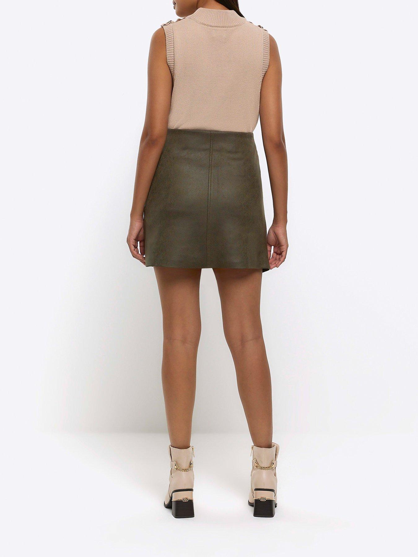 River Island Faux Leather Buckle Mini Skirt Very