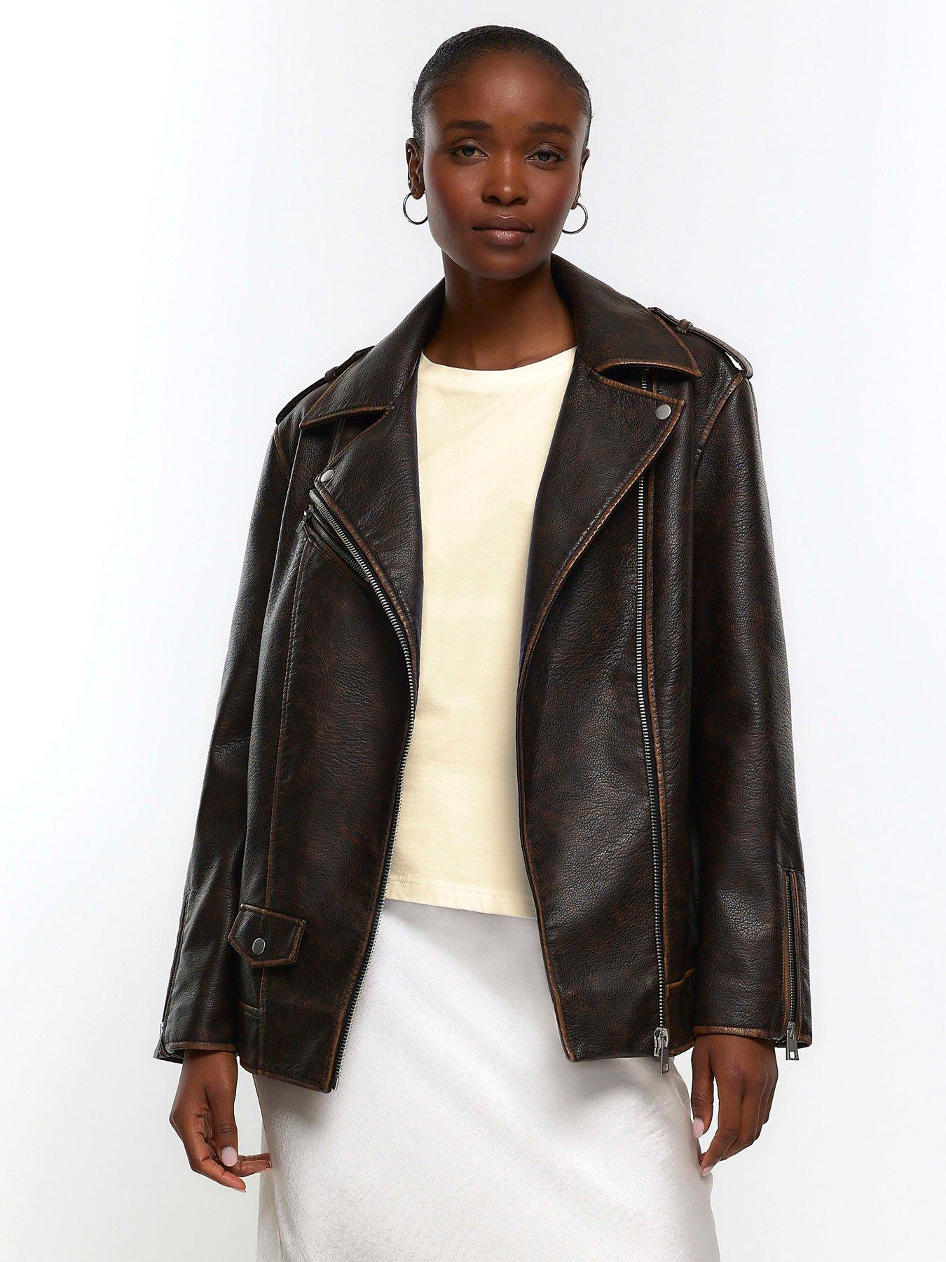 Oversized PU leather riders jacket