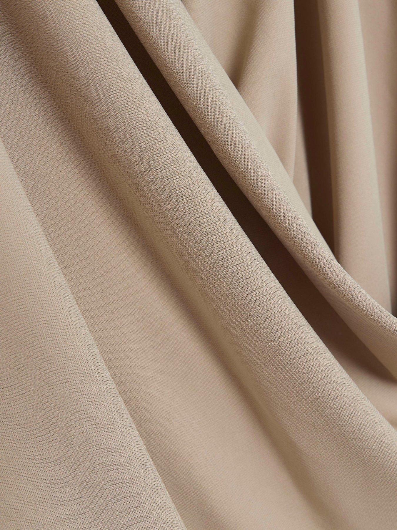 Image 5 of 5 of River Island Drape Detail Wrap Mini Dress - Light Brown
