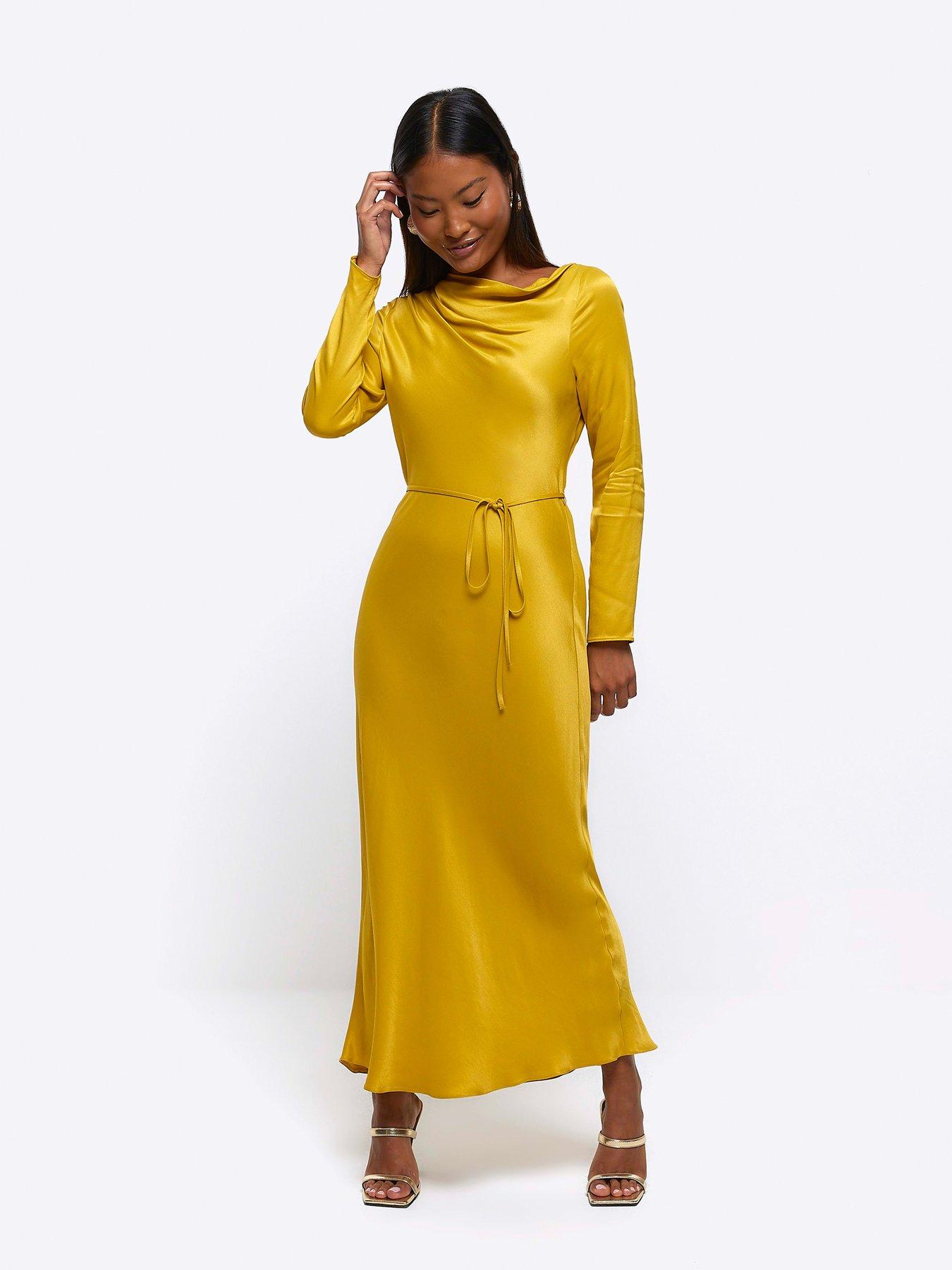 Yellow bodycon cheap maxi dress