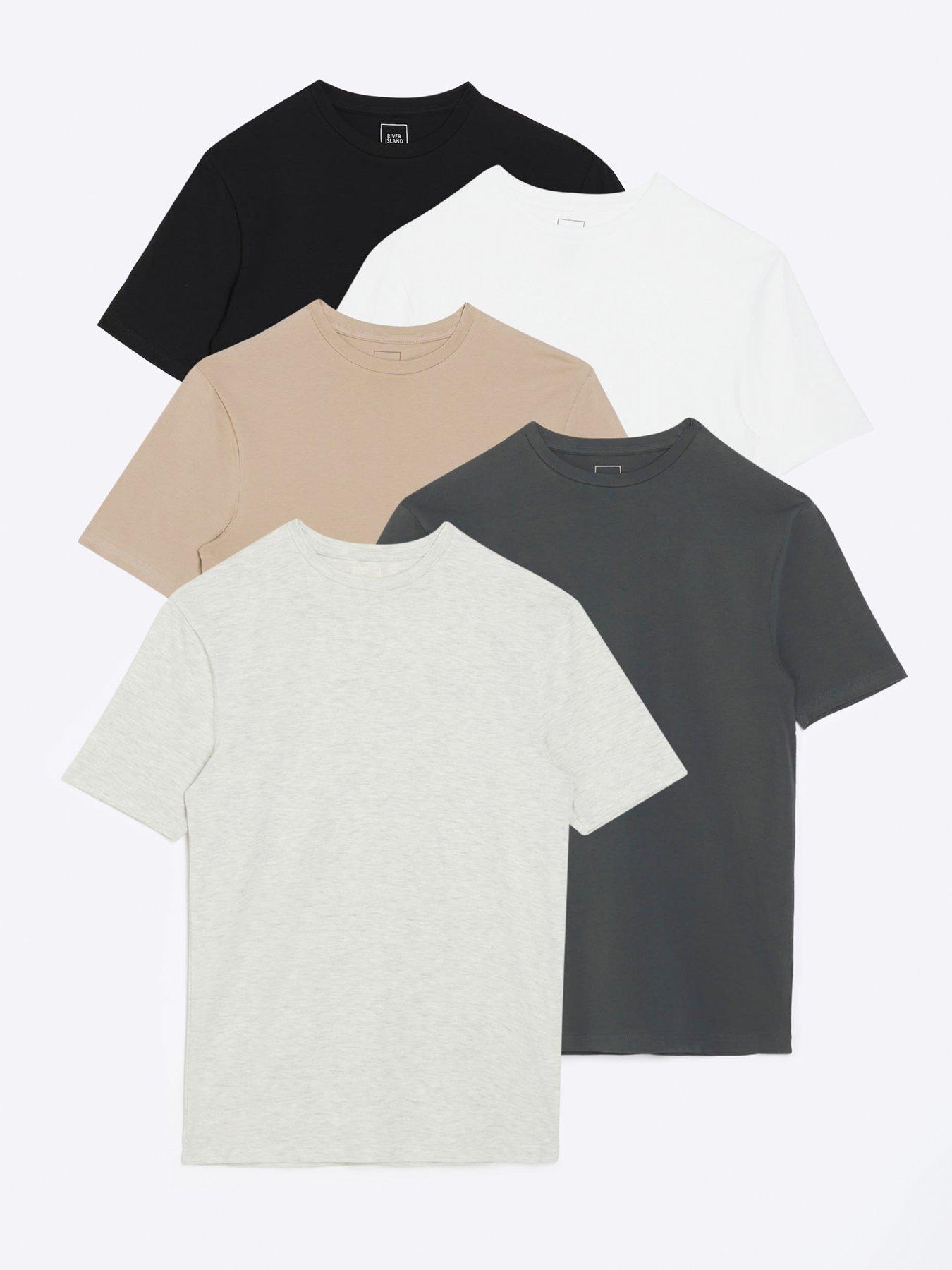 River Island Multipack Of 5 Muscle Fit TShirts Very.co.uk