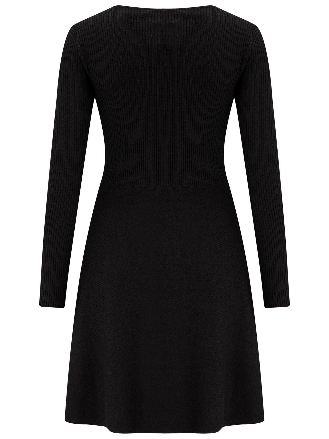 Pour Moi Helen Knit Skater Skirt Dress Black Very