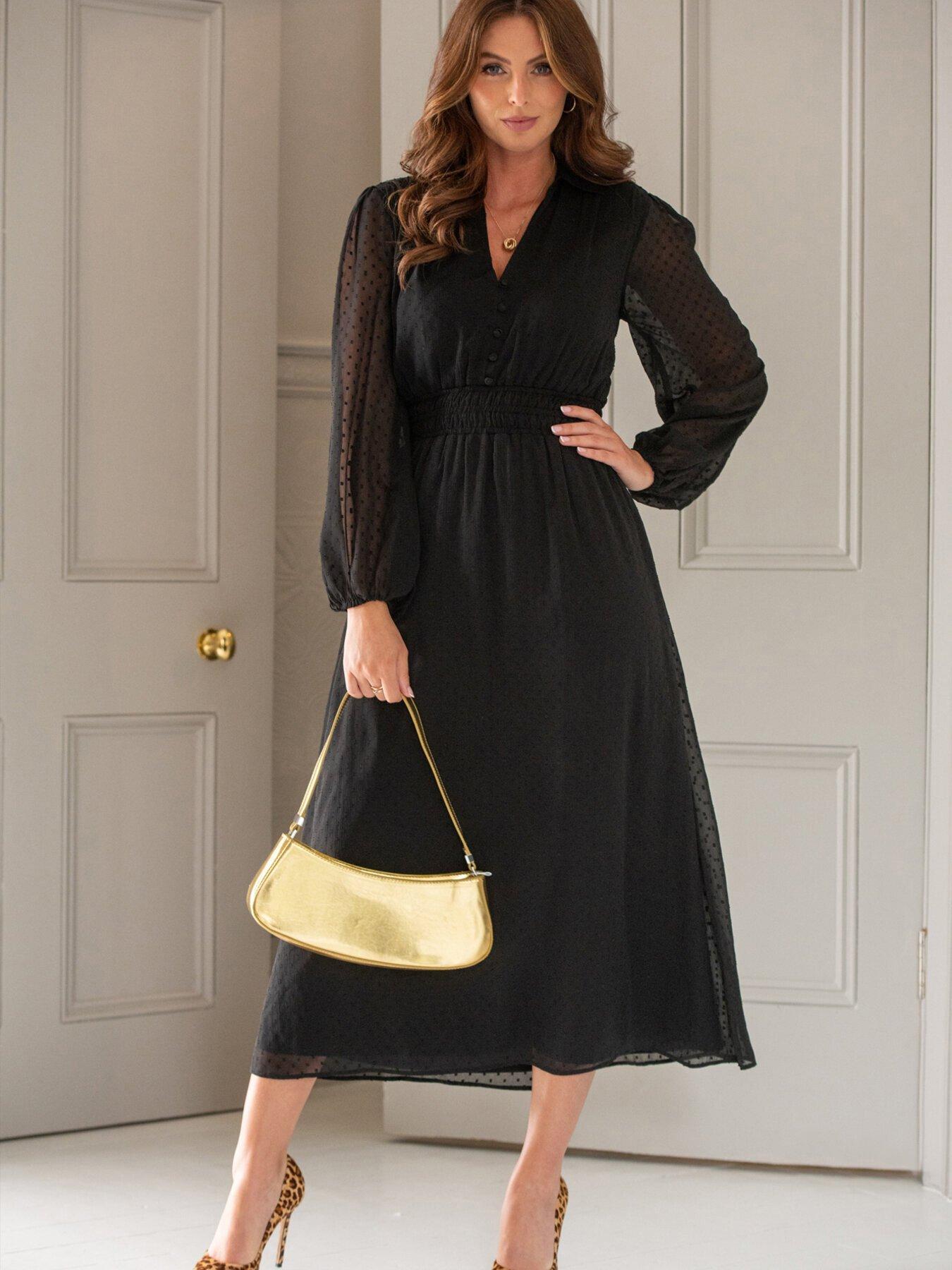 Long sleeve black dress plus cheap size