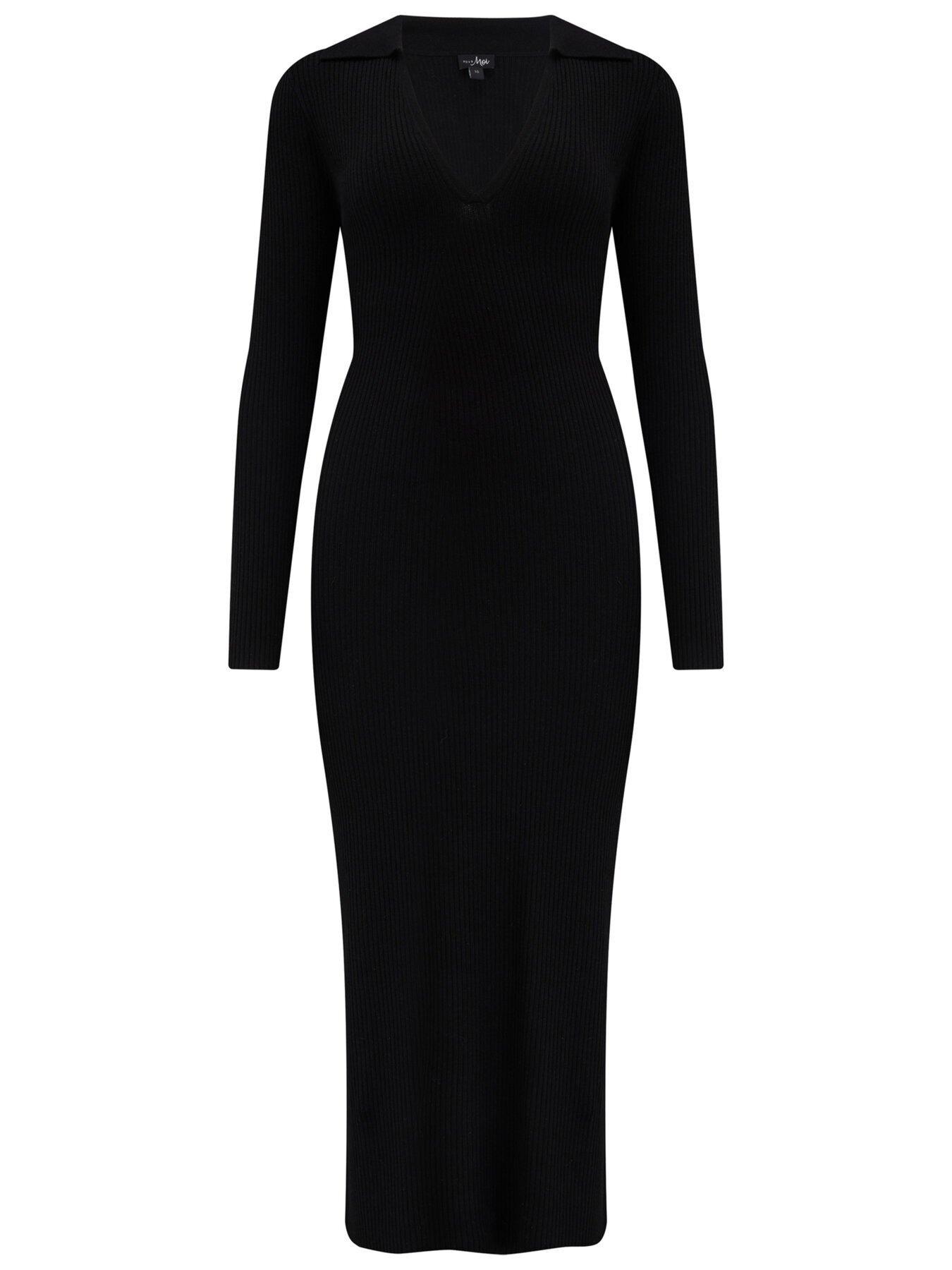 Jersey Milano rib sheath dress in Black for Women