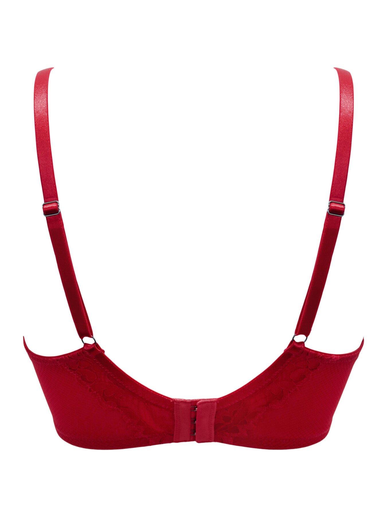 Pour Moi Lavish Padded Push-Up Longline - Red | Very.co.uk