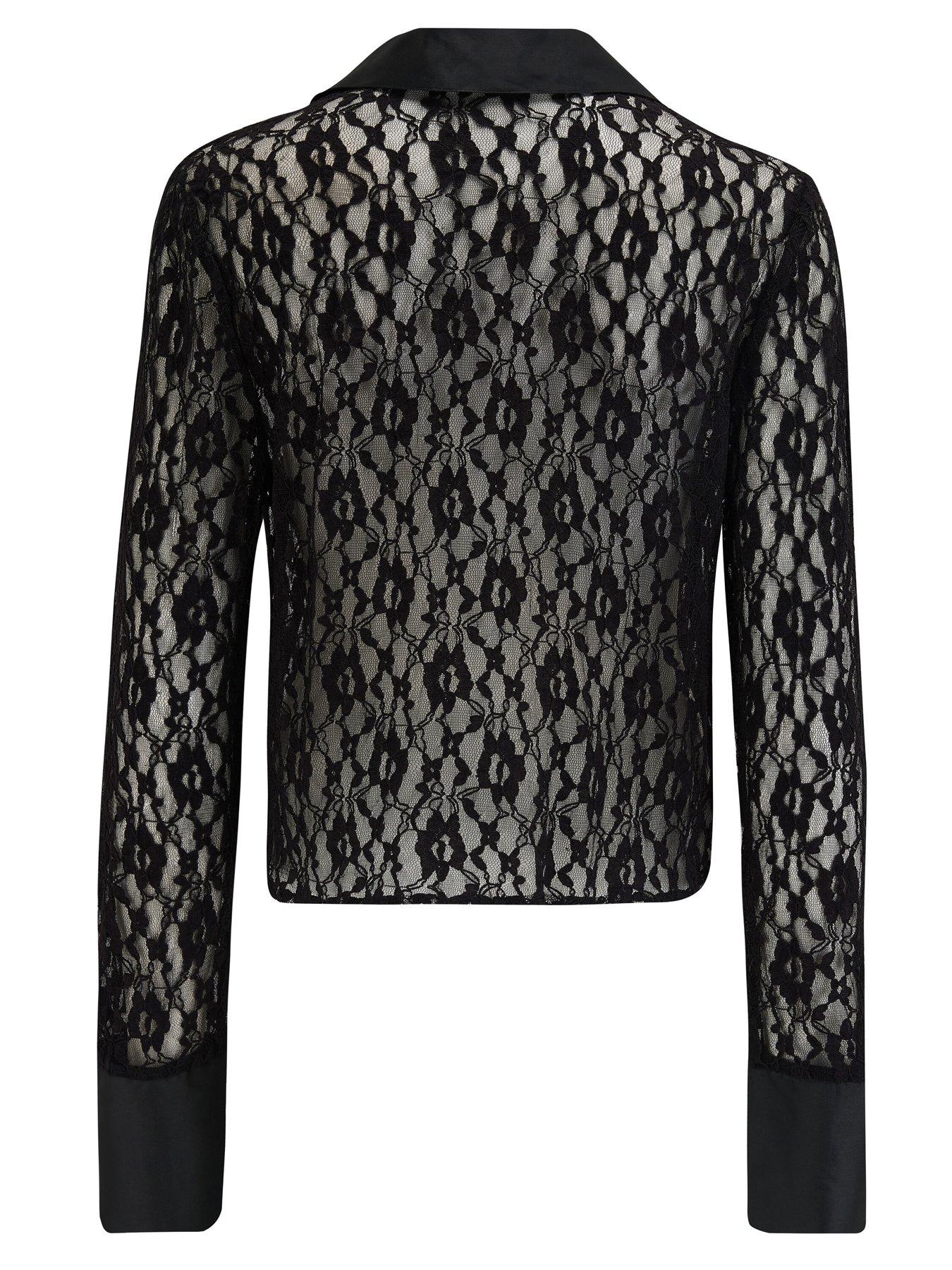 Long black lace cover up deals