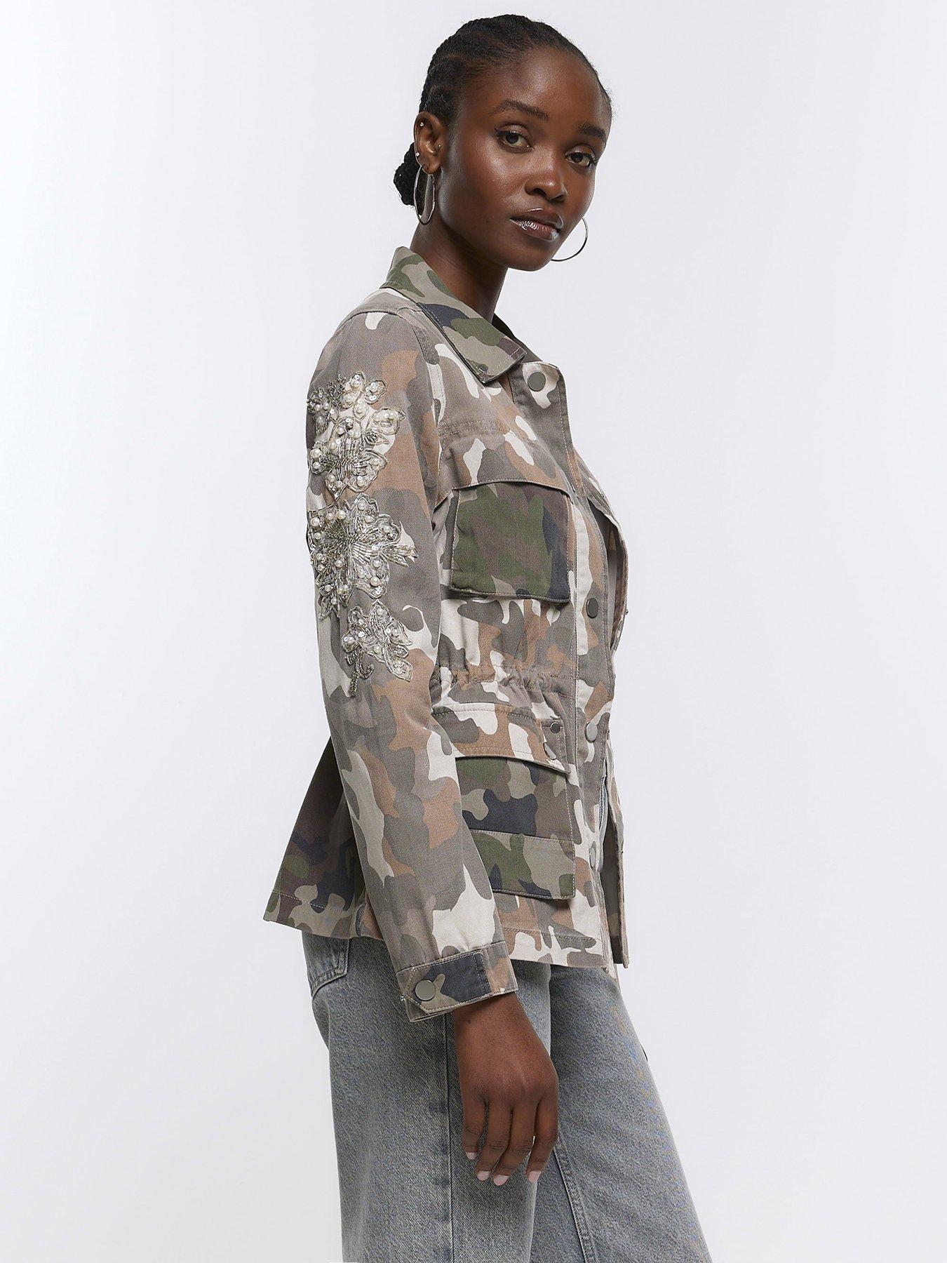 River island store camo coat