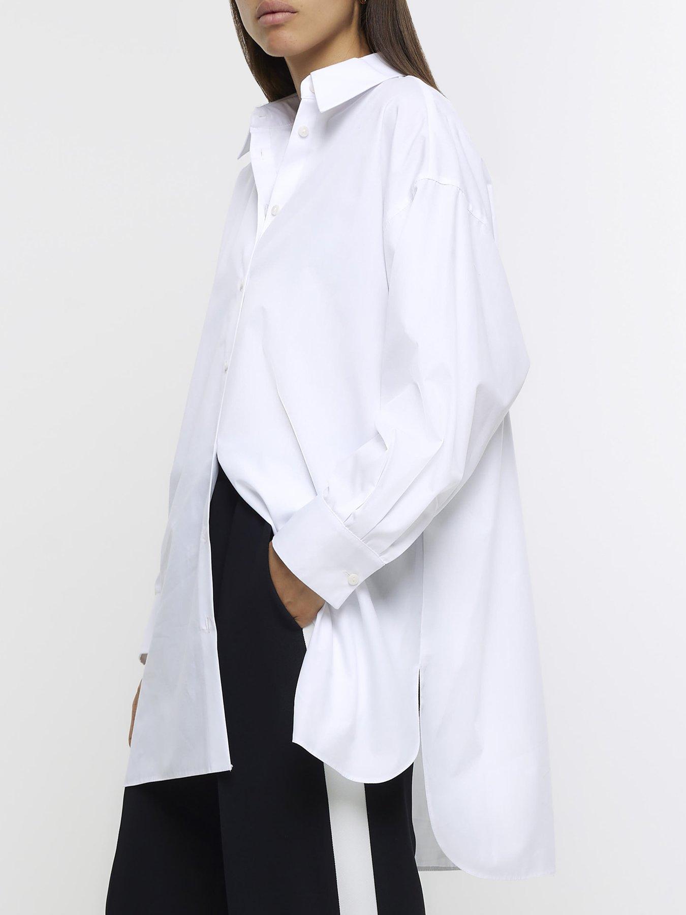 River Island Oversized Split Hem Shirt White very.co.uk