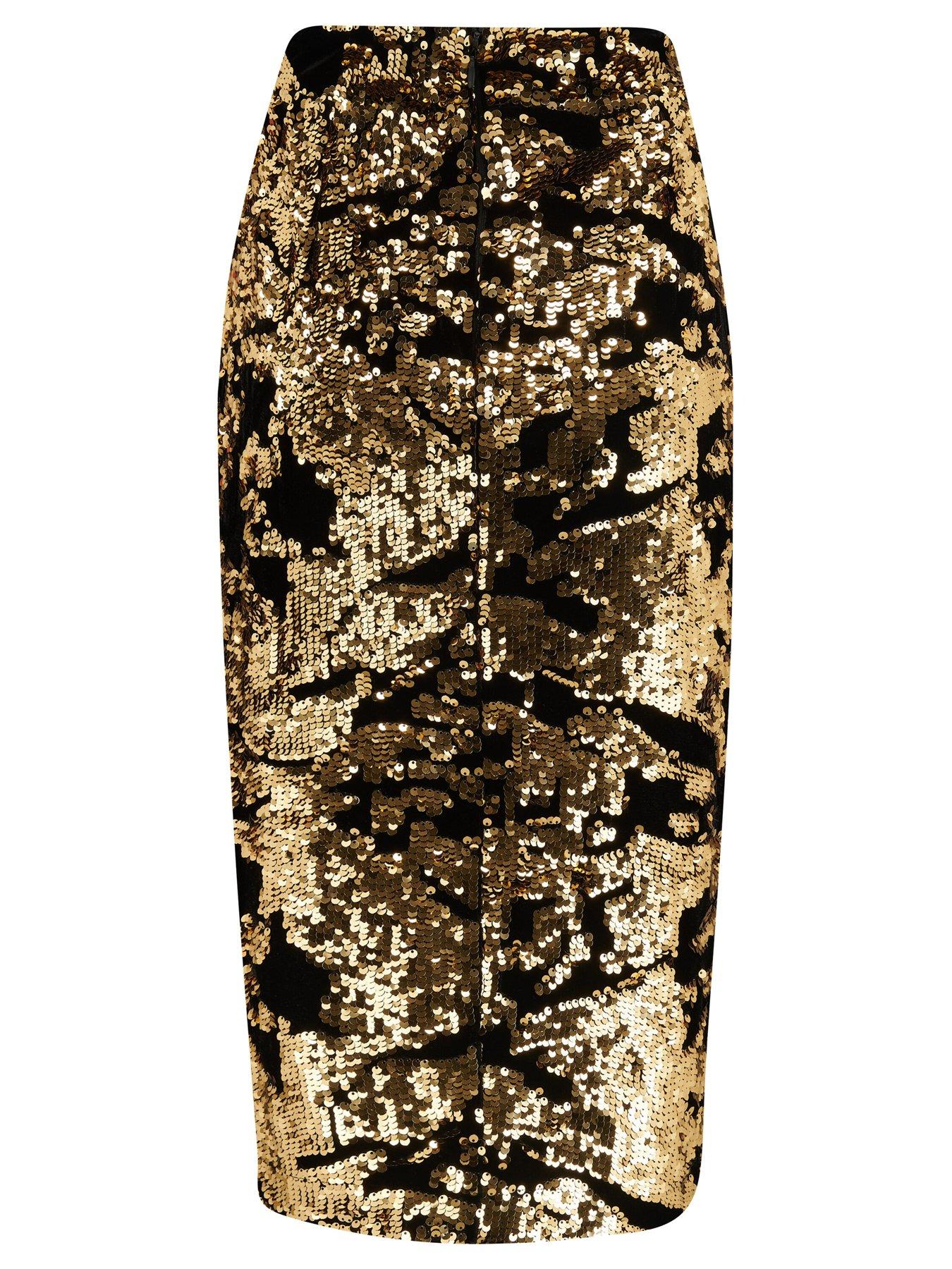 Image 4 of 4 of Pour Moi Selena Velvet Sequin Midi Skirt - Multi
