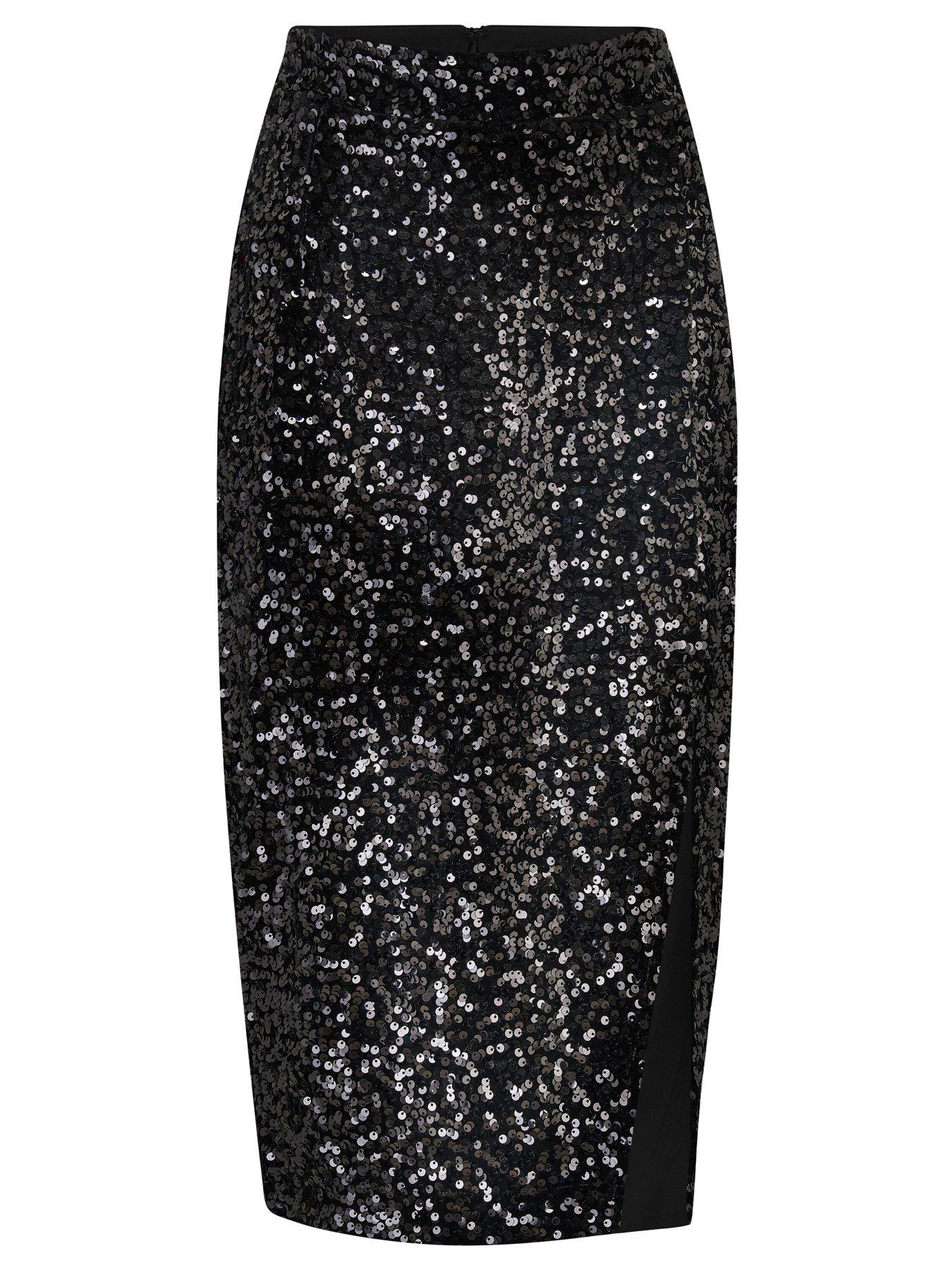 Black velvet sequin outlet pencil skirt