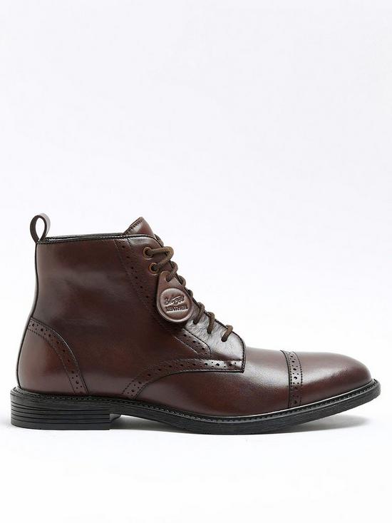 front image of river-island-leather-brogue-boots