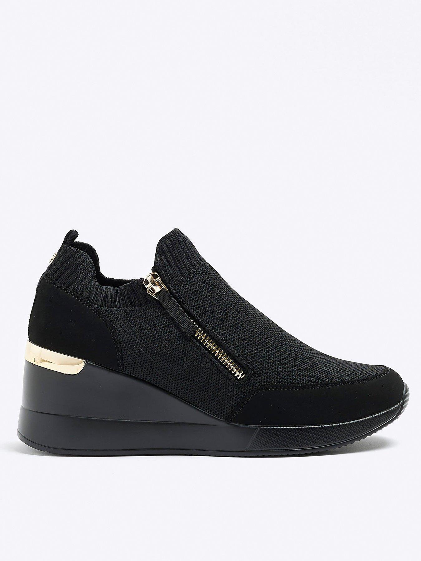 River Island Slip On Wedge Trainers - Black | Very.co.uk