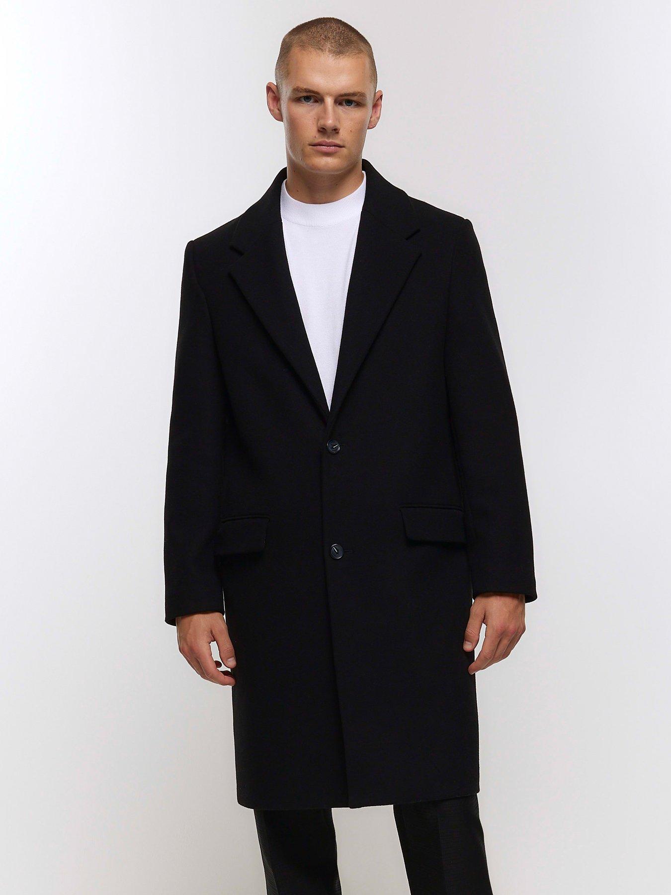 River Island Premium Wool Regular Fit Overcoat | very.co.uk