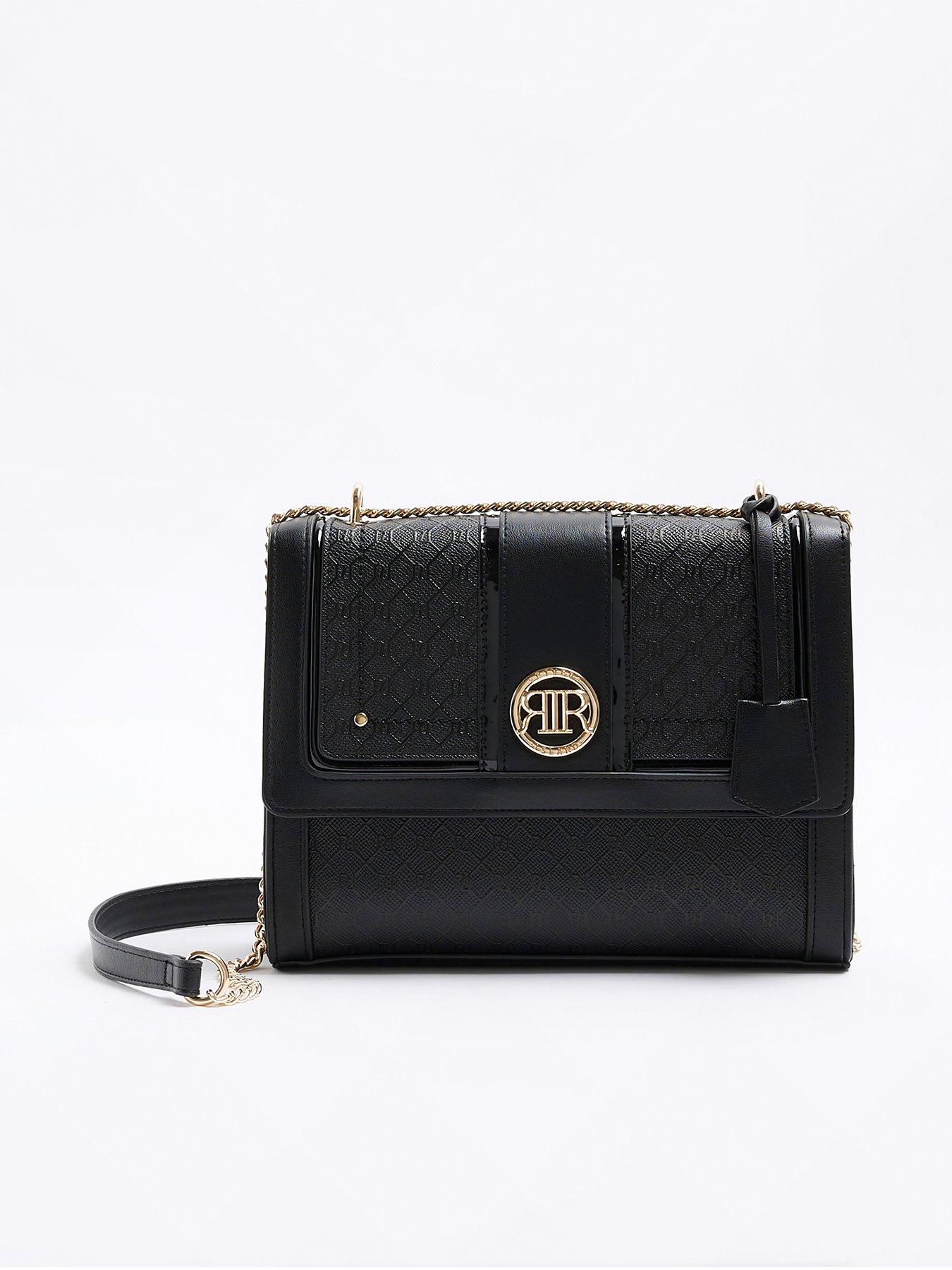 River island black online chain bag