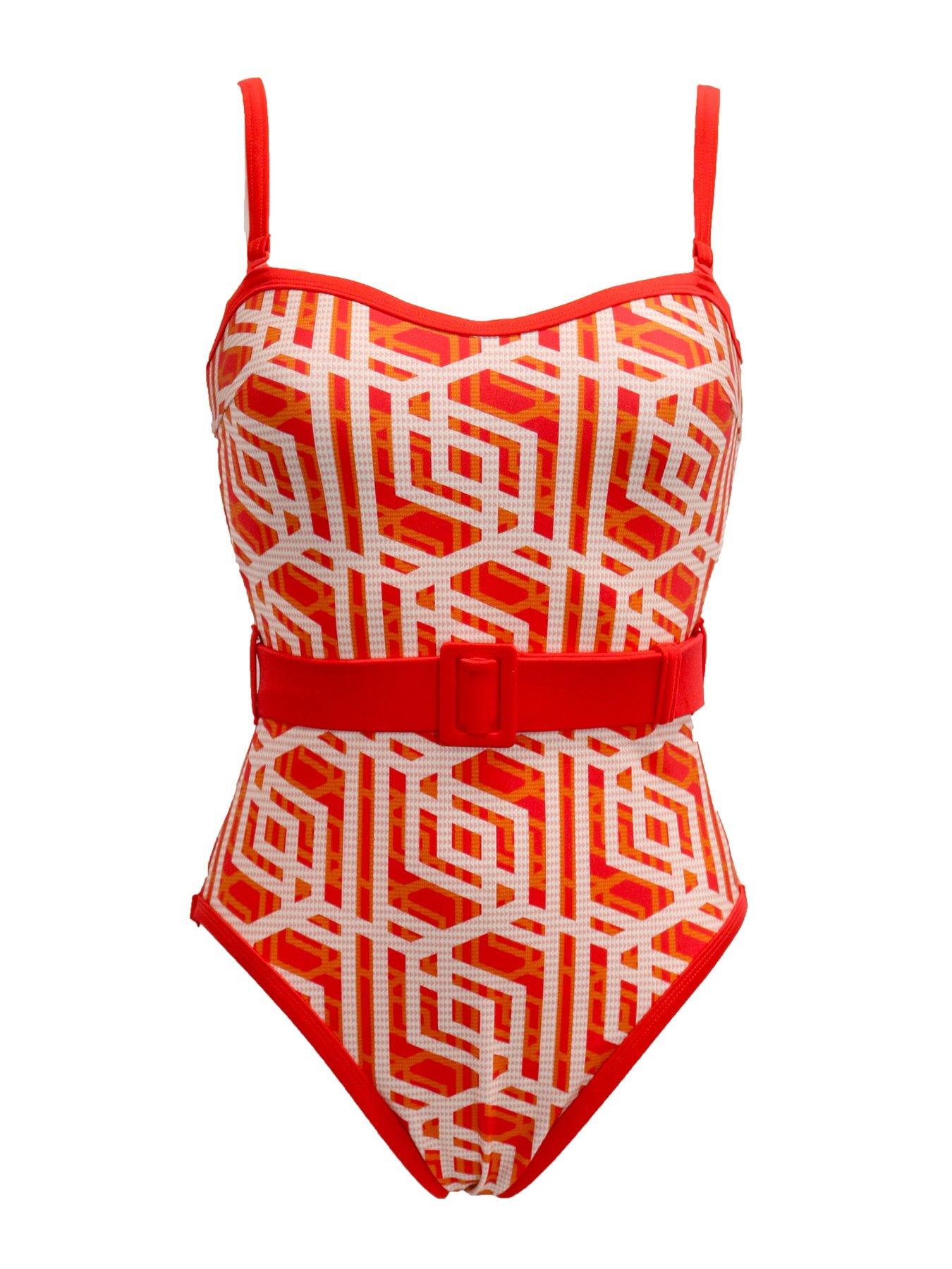 Orange and white swimsuit deals