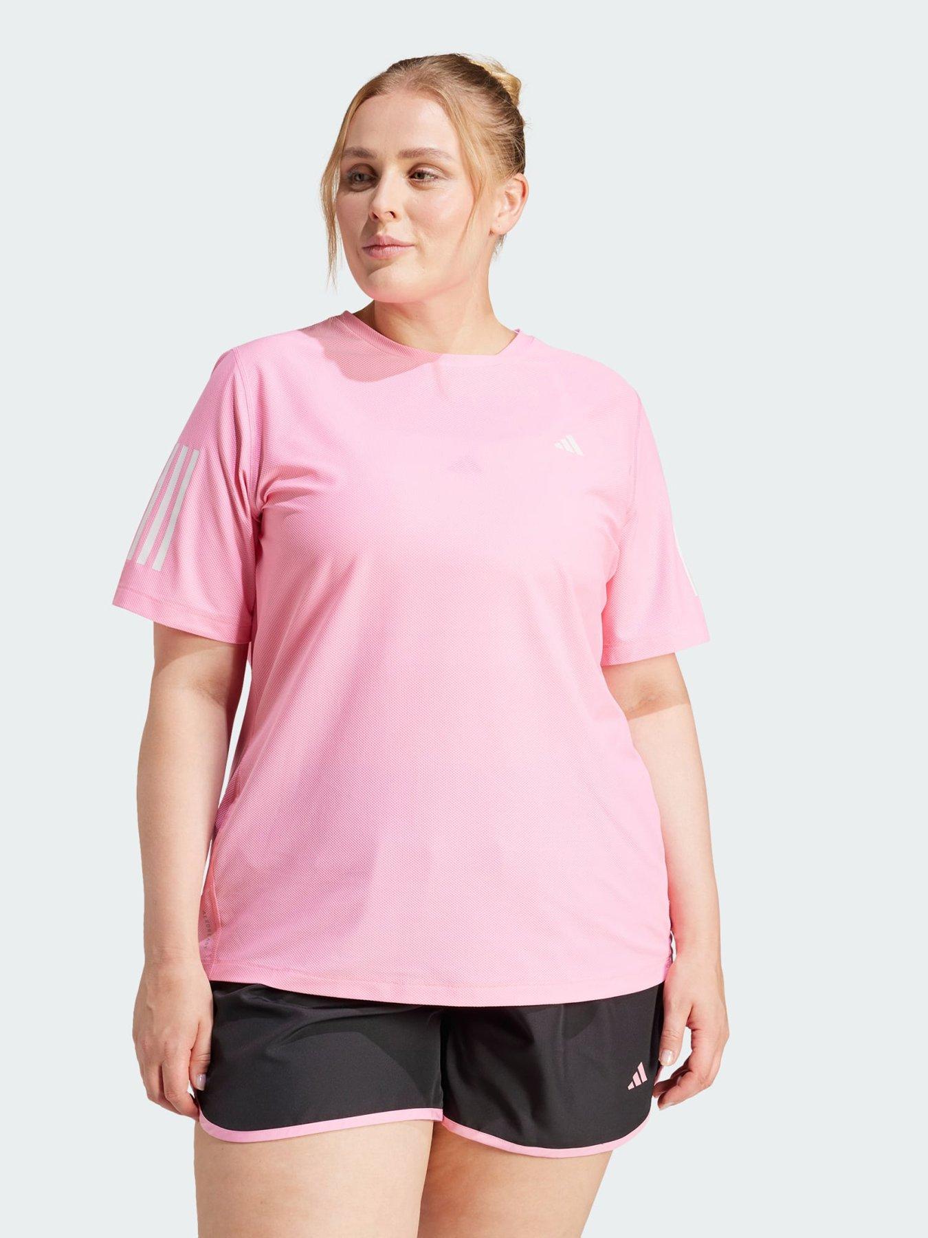 adidas Own The Run Tee (Plus Size), Pink, Size 1X, Women