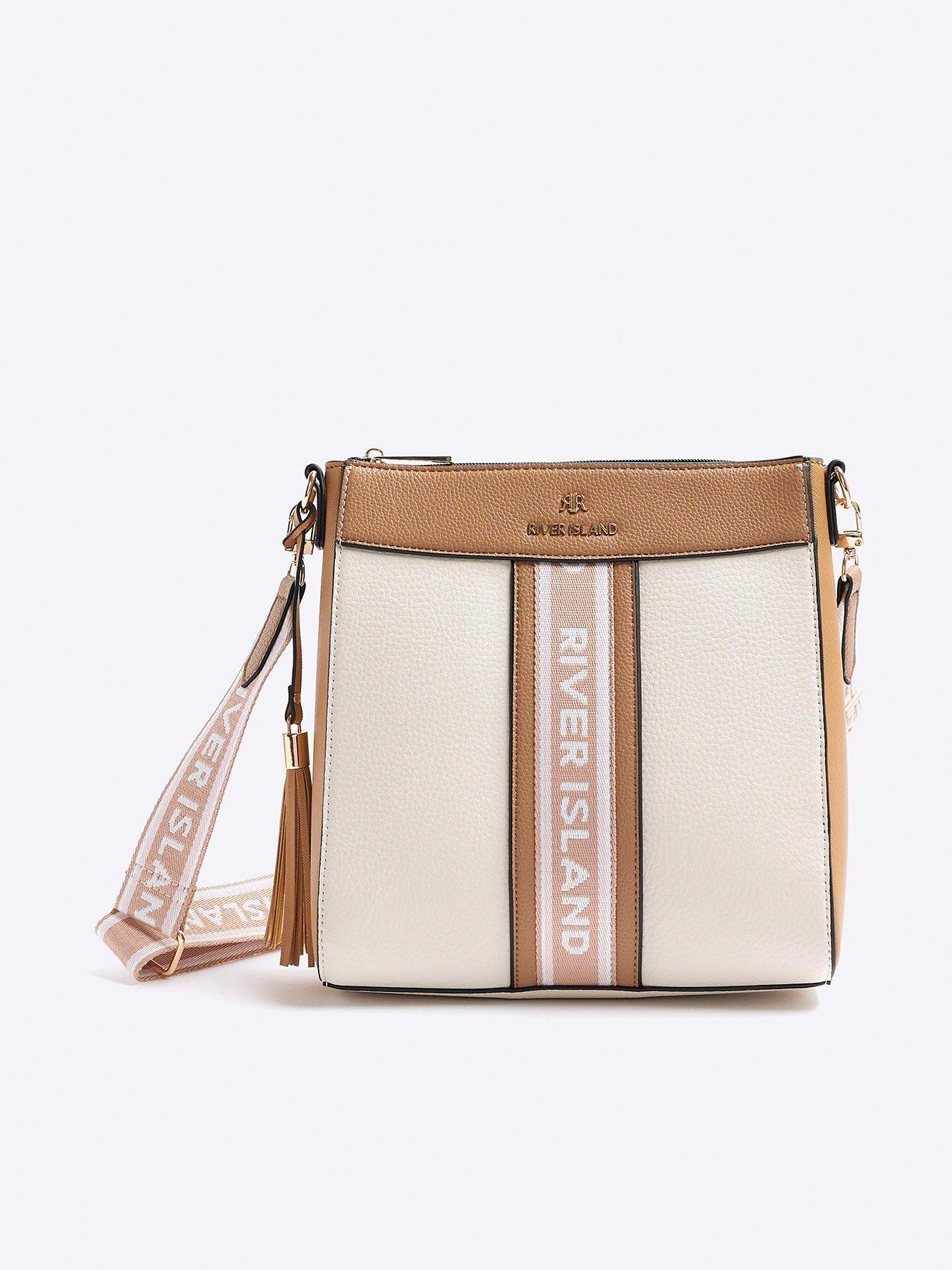 Beige ri monogram online boxy cross body bag