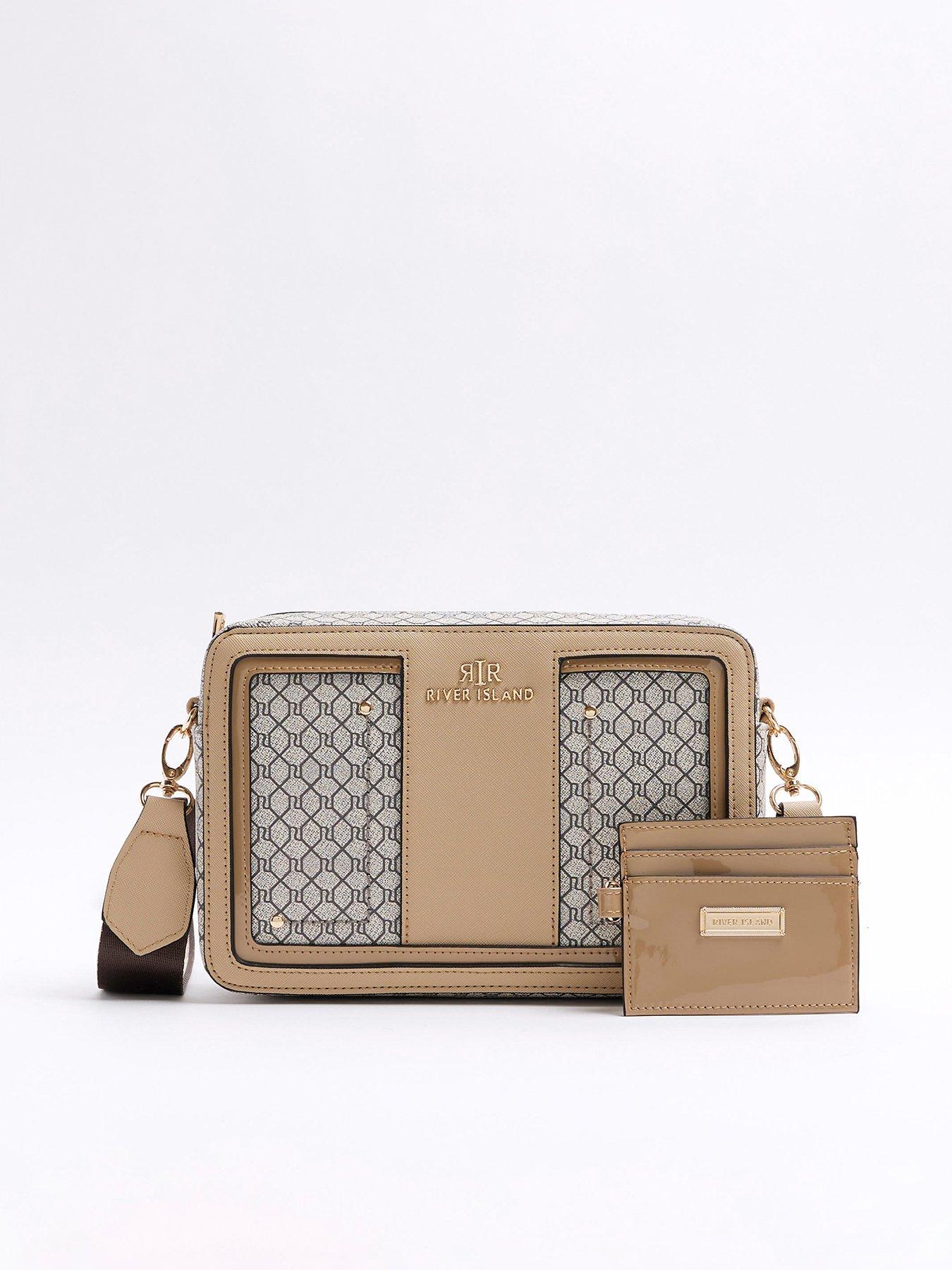 Beige ri monogram 2024 tote cross body bag