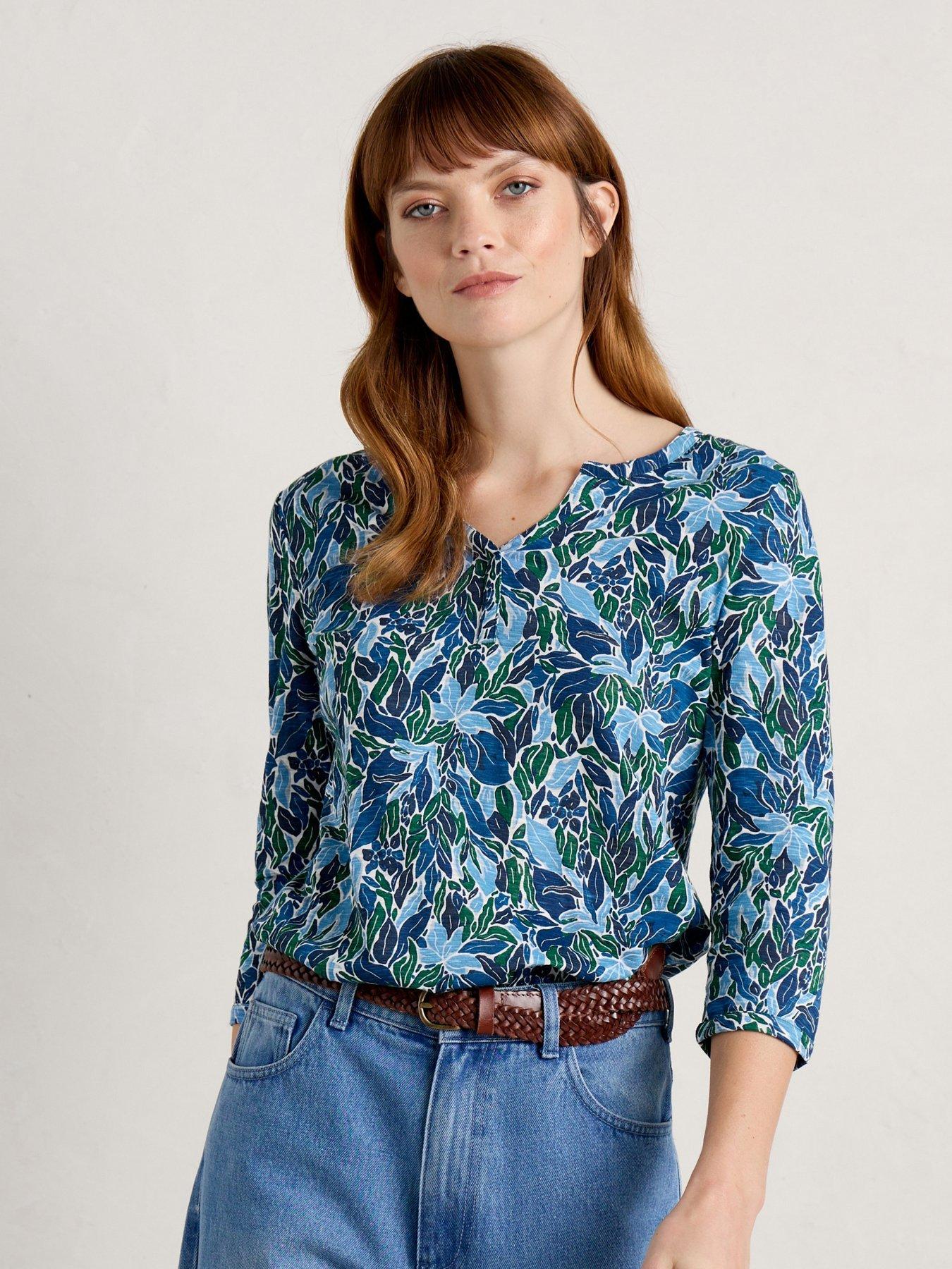 Seasalt Cornwall Waterflow Three Quarter Sleeve Top | Very.co.uk