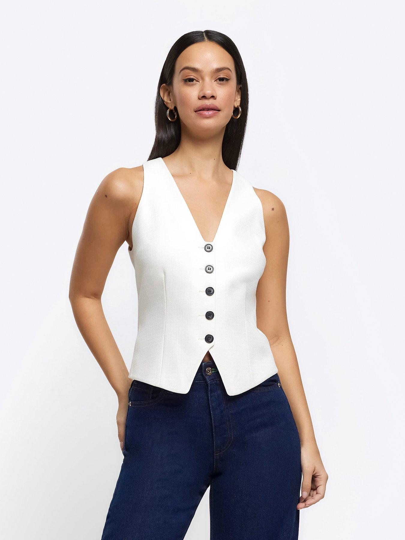 Button Front Waistcoat Cream