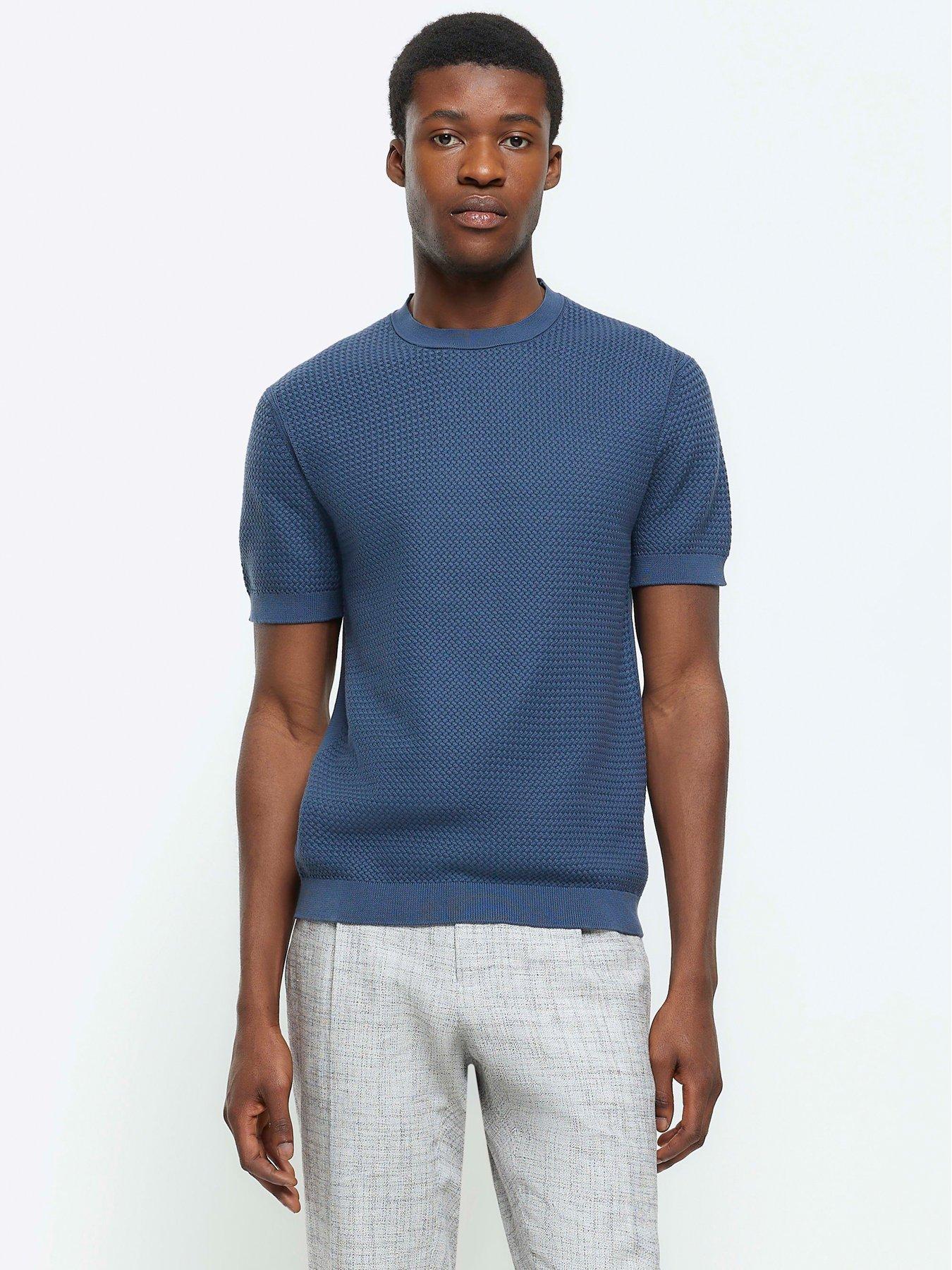 River Island Slim Fit Textured Knit T-Shirt