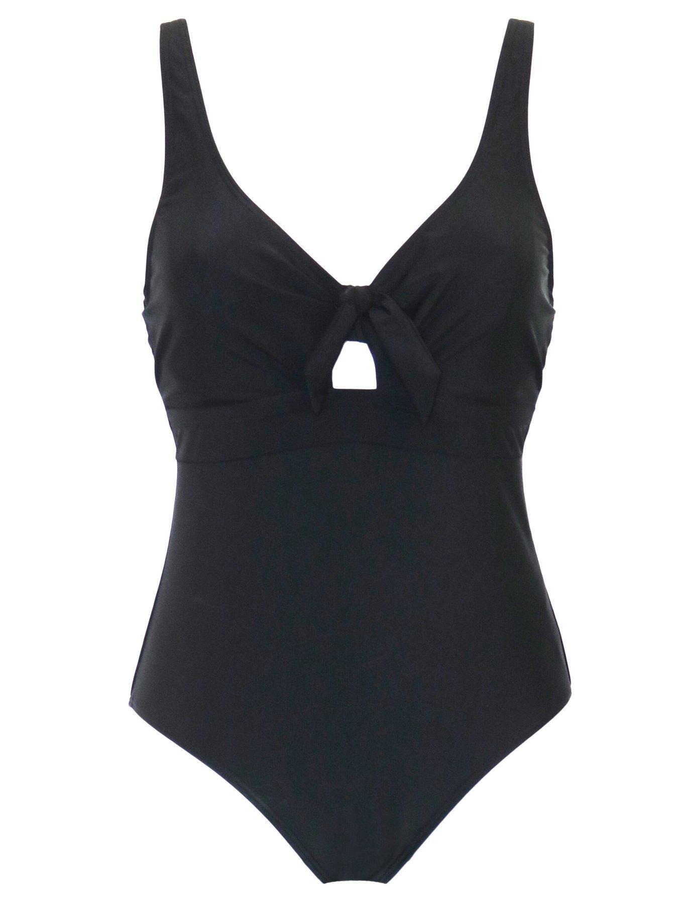 Image 3 of 4 of Pour Moi Underwired Bow Front Swimsuit - Black