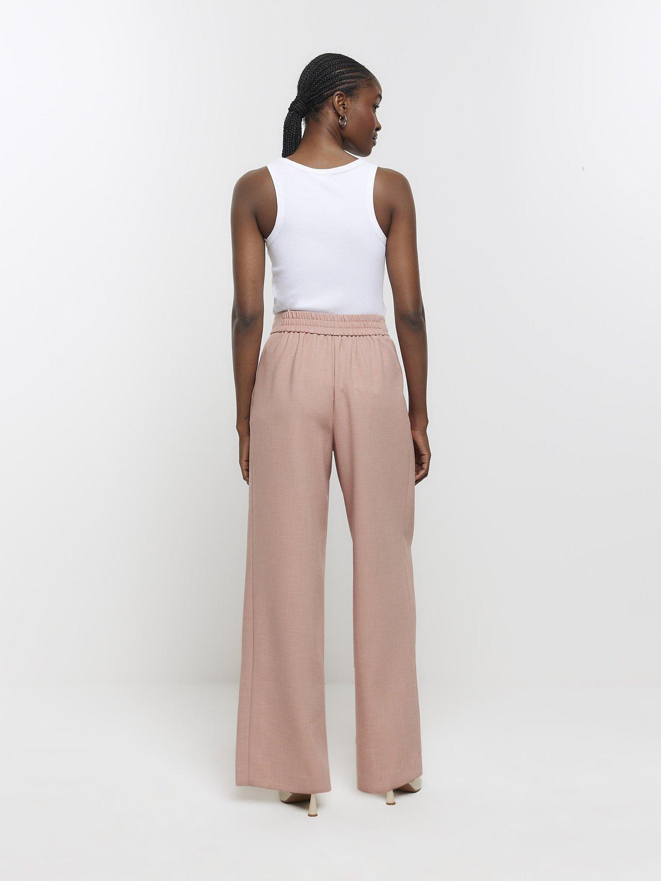 Baby pink wide leg trousers best sale