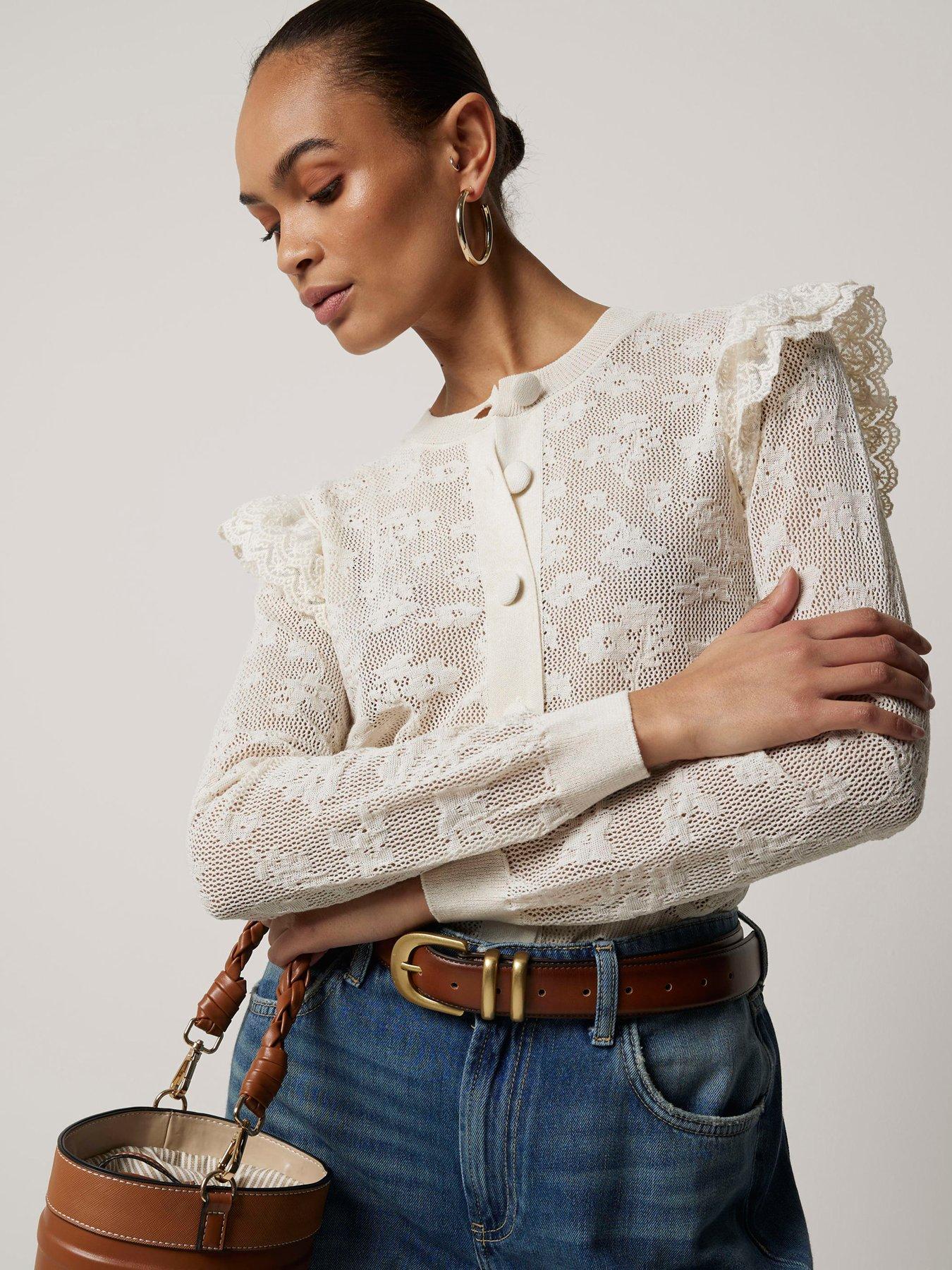 Lace Frill Neck Cardigan