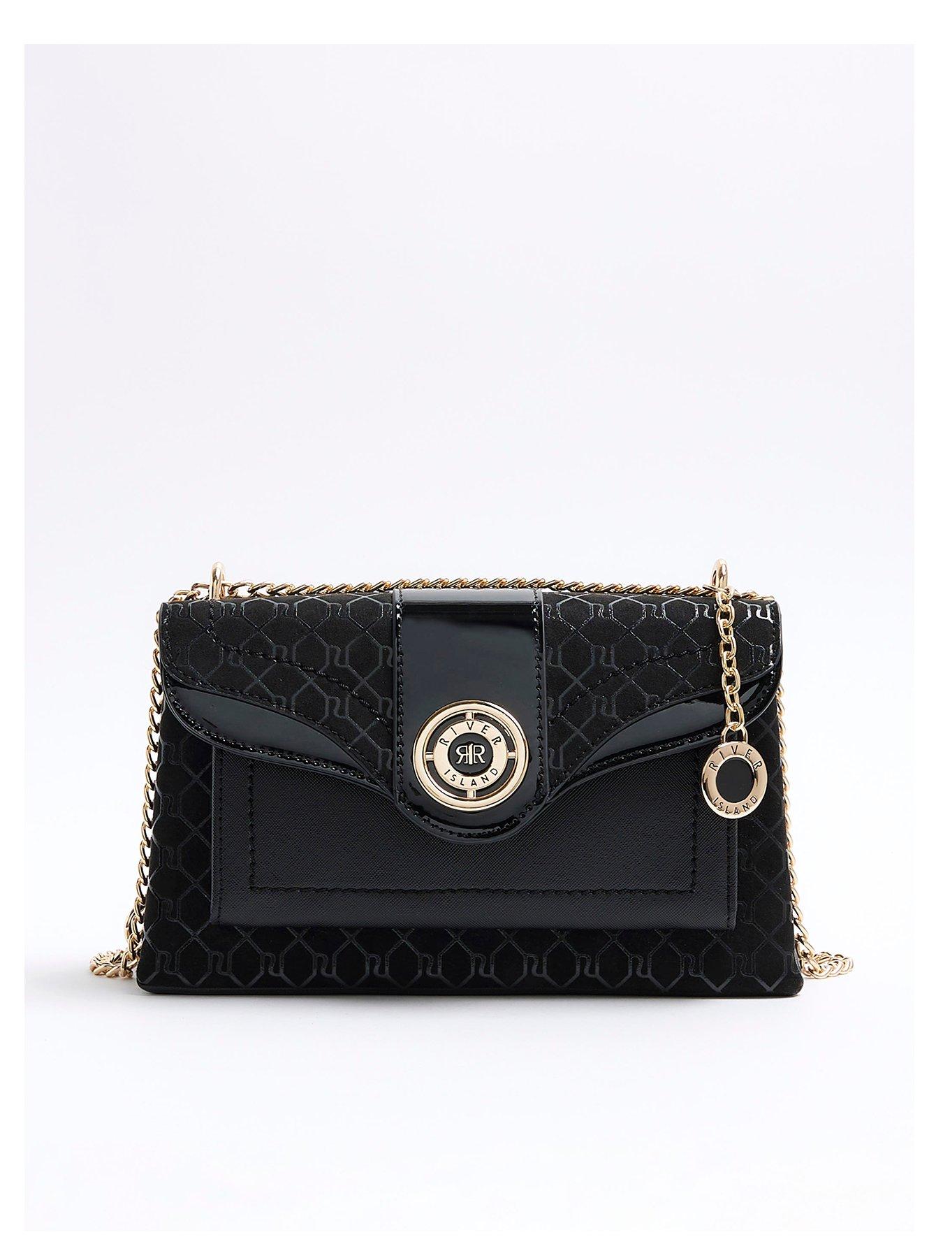 River island black chain slouch bag outlet