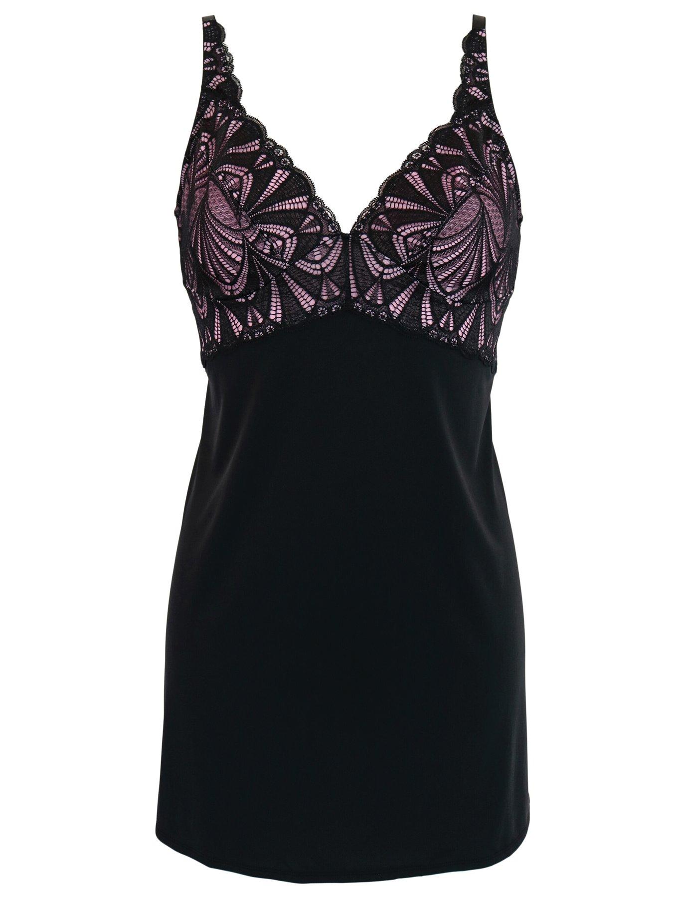 Pour Moi New Romance High Apex Chemise - Black/Multi | Very.co.uk