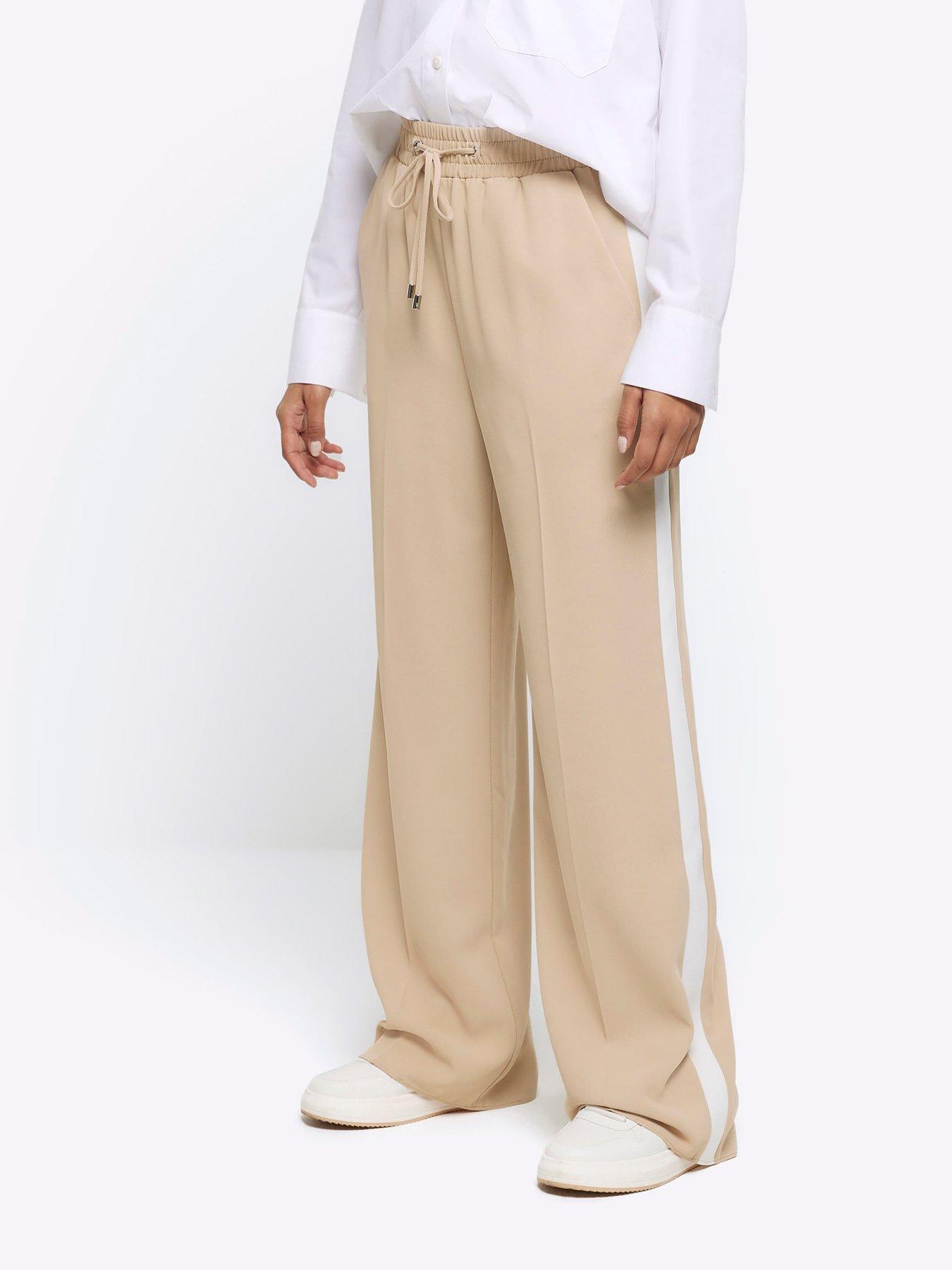 river-island-side-stripe-wide-leg-joggers-beige