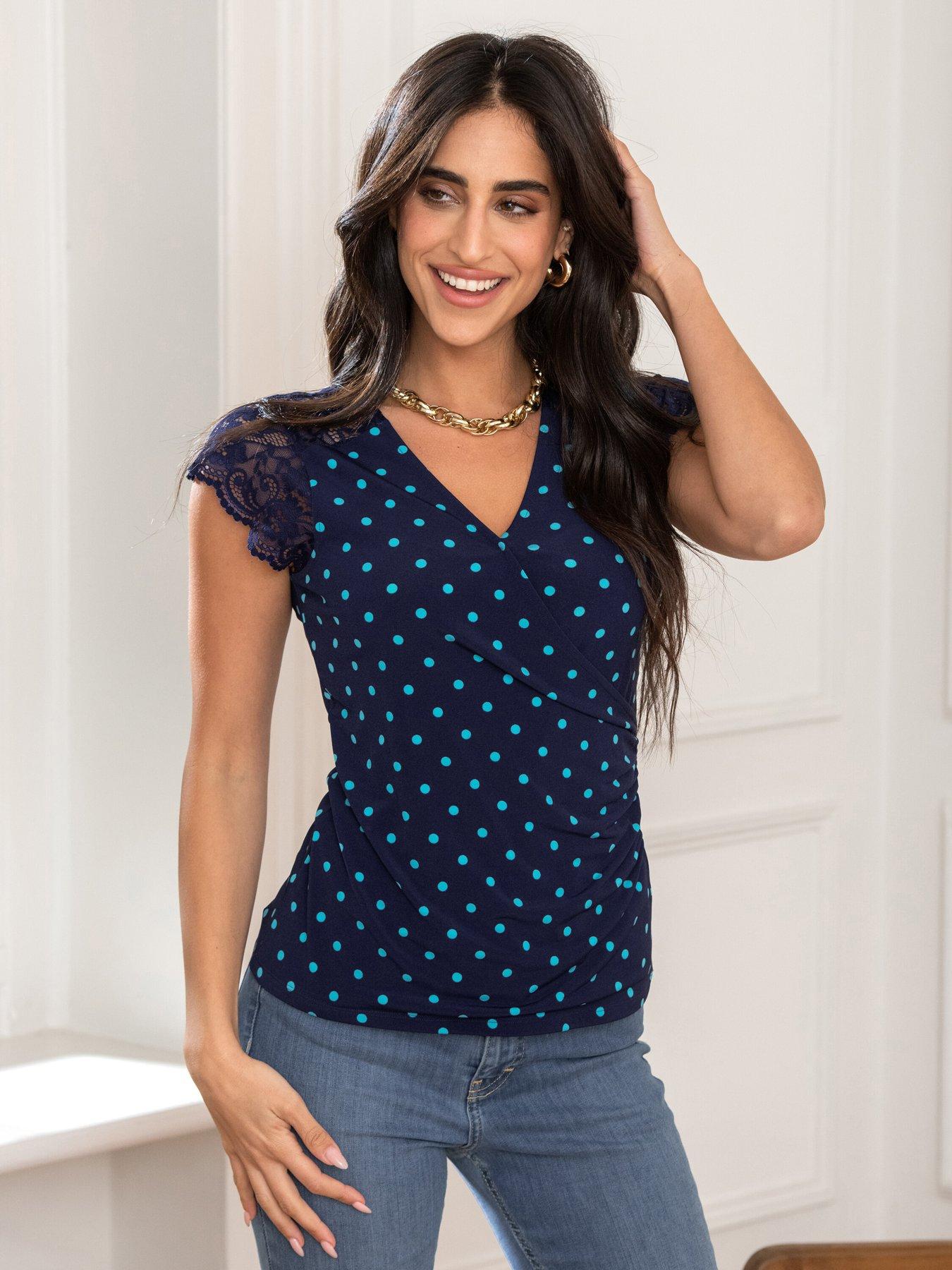 undefined Julie Slinky Jersey Lace Trim Wrap Top