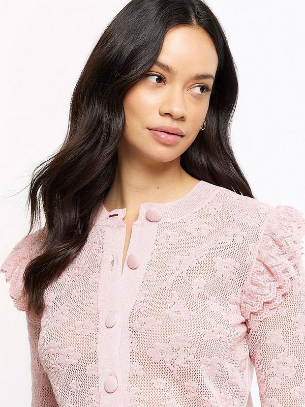 River Island Floral Lace Frill Cardigan | Very.co.uk