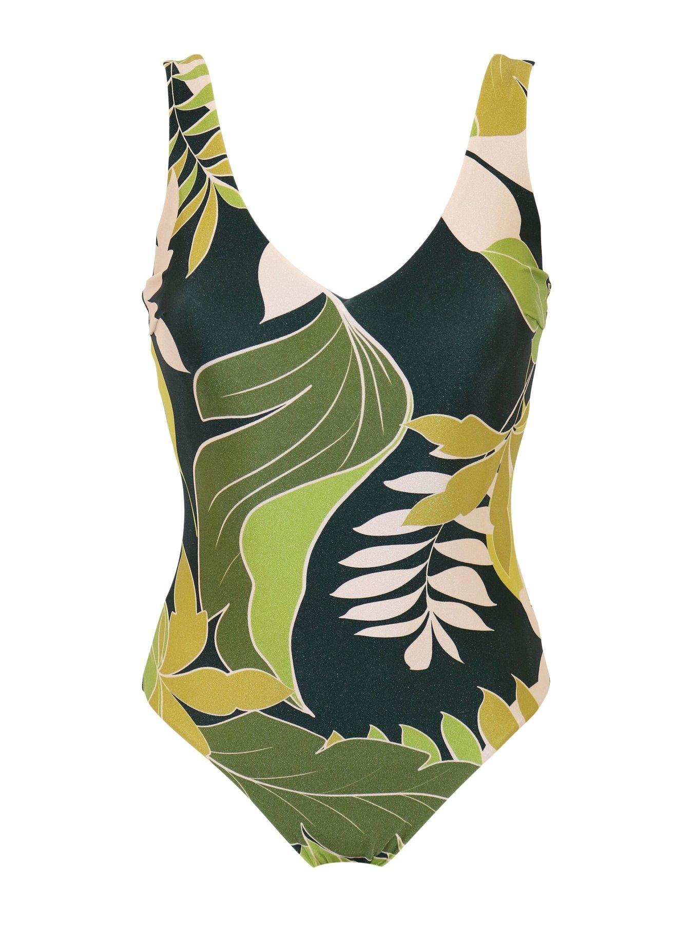 Pour Moi Dolce Vita V Neck Tummy Control Swimsuit Green Very