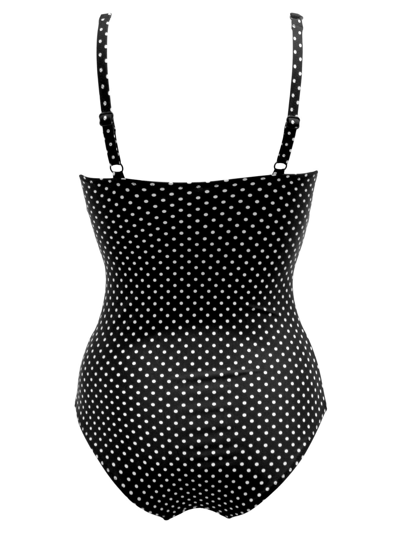 Image 4 of 4 of Pour Moi Sicily Frill Tummy Control Swimsuit - Black/White