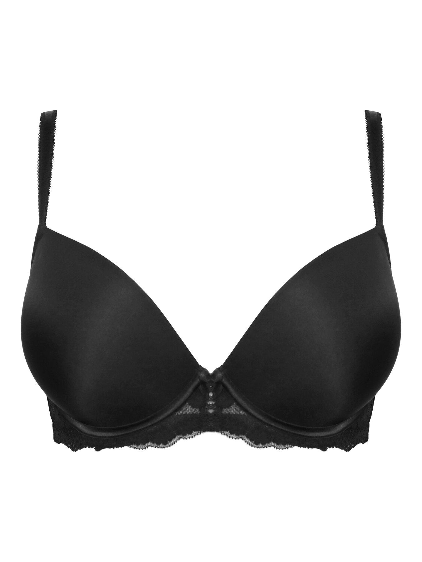 Image 3 of 4 of Pour Moi Fleur Padded Push-Up Plunge T-Shirt Bra - Black