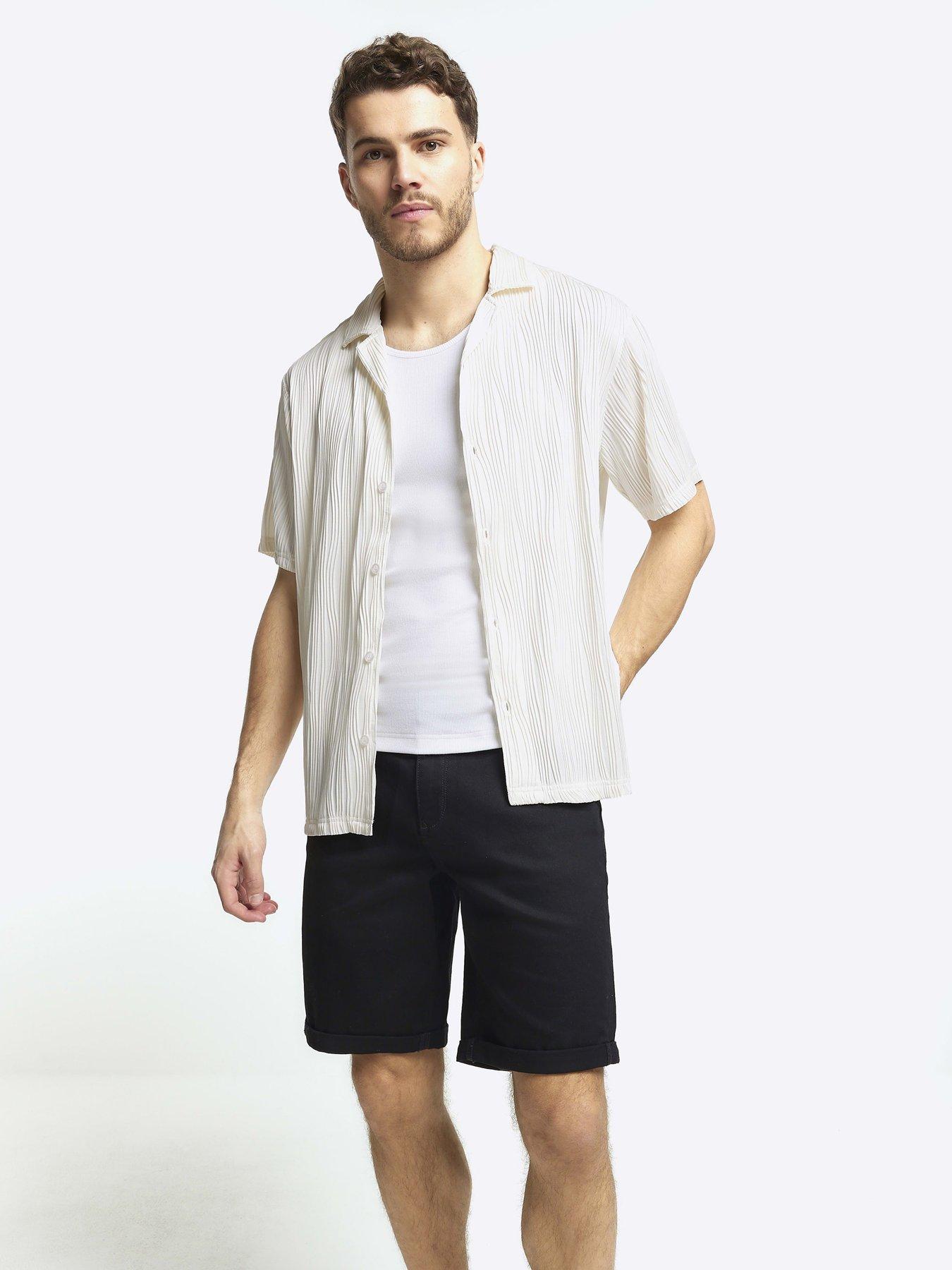 Slim Fit Turned Hem Denim Shorts