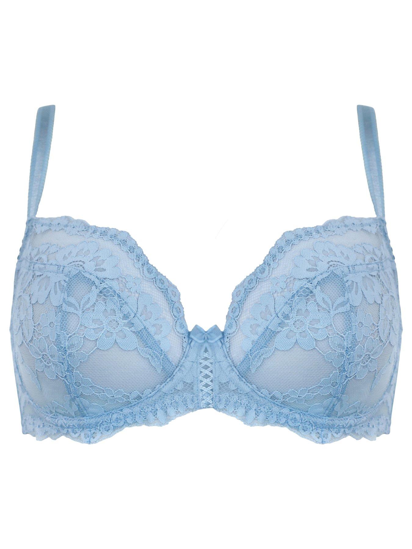 Pour Moi Fleur Non-Padded Underwired Balconette Bra - Light Blue | Very ...