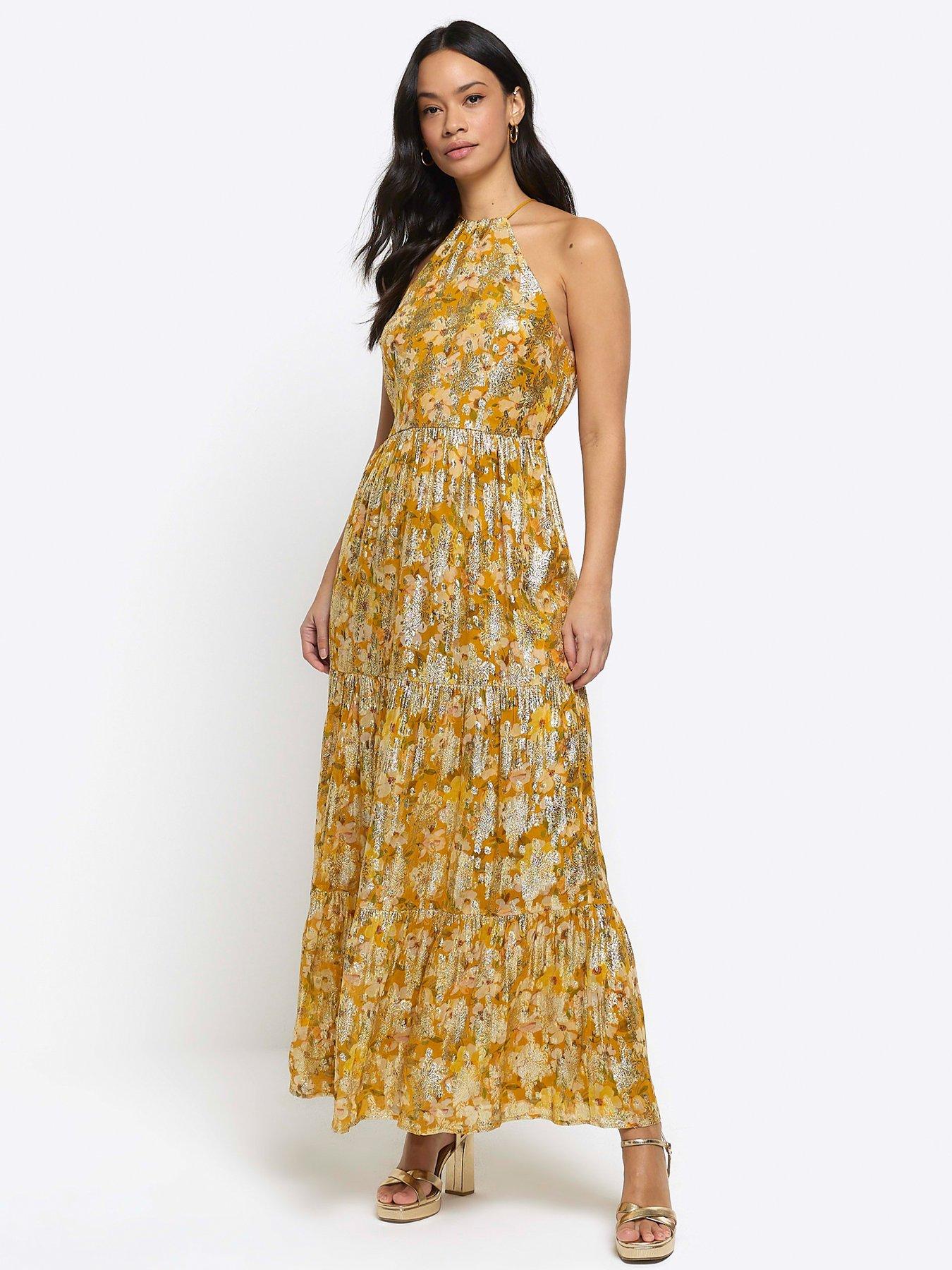 River Island Floral Glitter Slip Maxi Dress | Very.co.uk