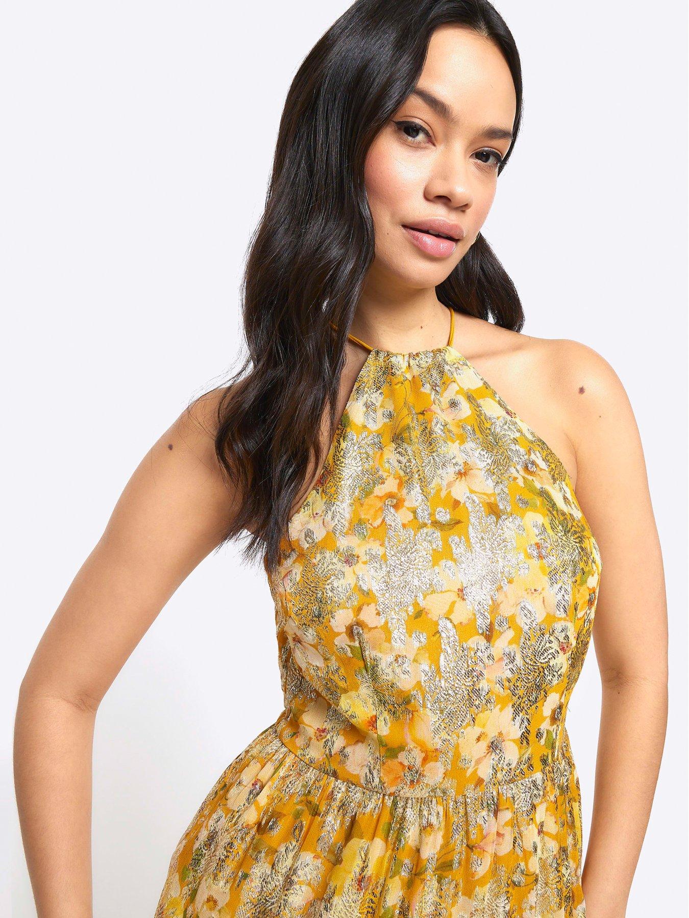 River Island Floral Glitter Slip Maxi Dress | Very.co.uk