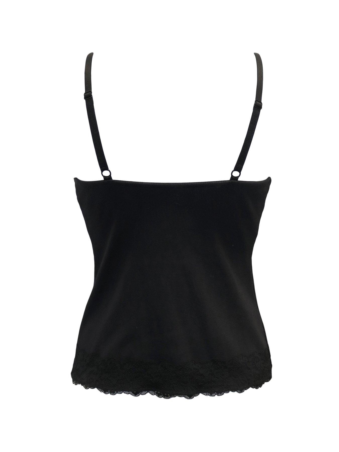 Pour Moi Ribbed Cotton Lace Trim Hidden Bra Cami Top | Very.co.uk