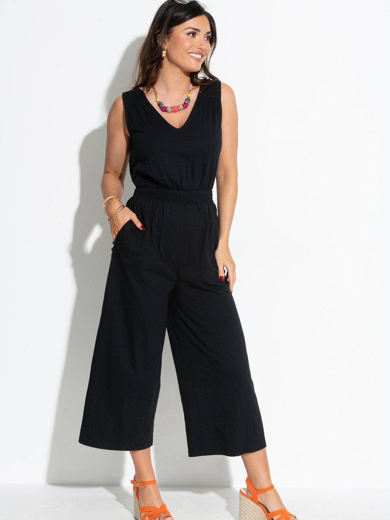 undefined Maya Cotton Slub Jersey Built-Up Cropped Leg Jumpsuit