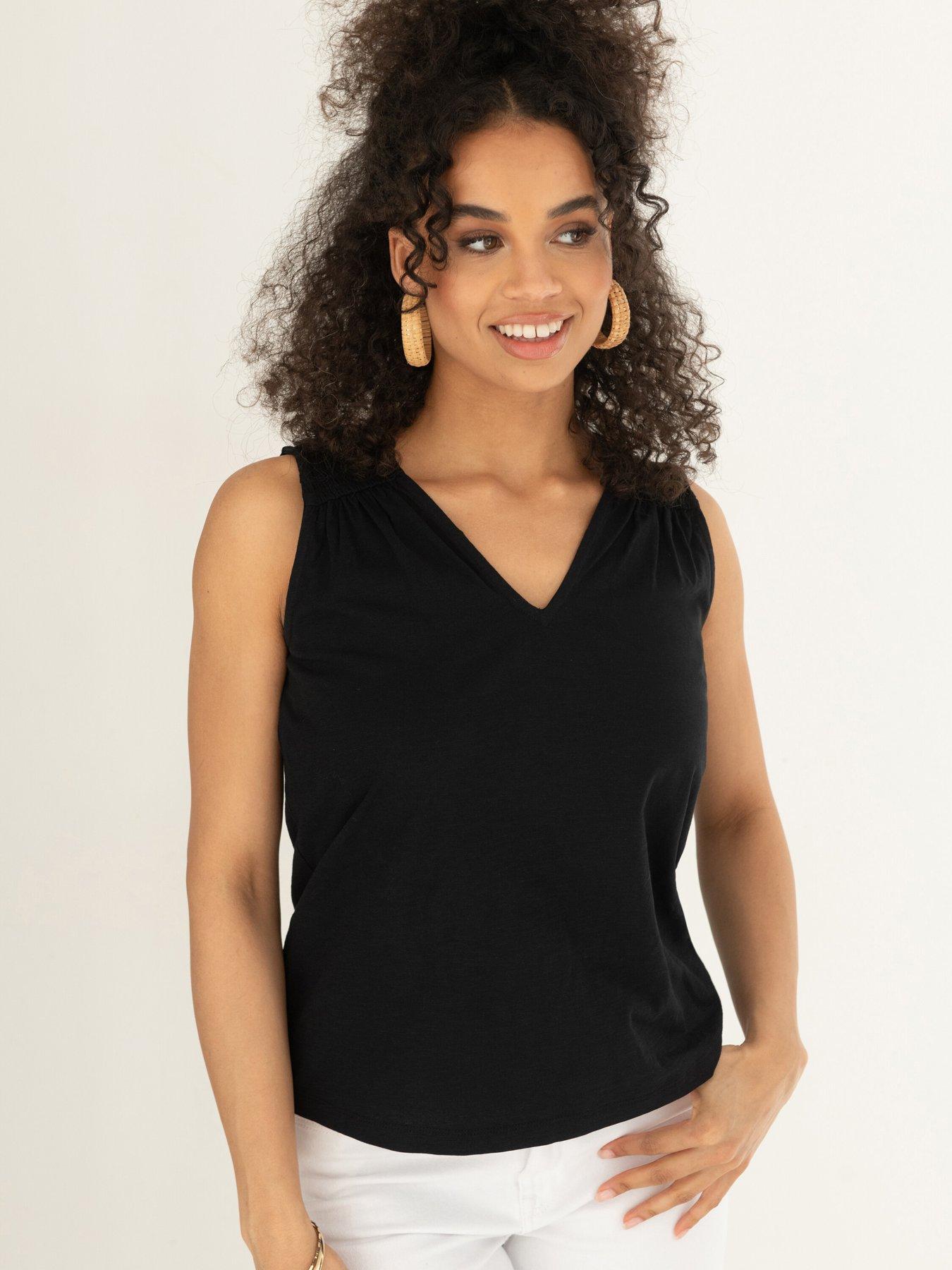 Image of Pour Moi Maya Cotton Slub Jersey Built-Up V-Neck Vest