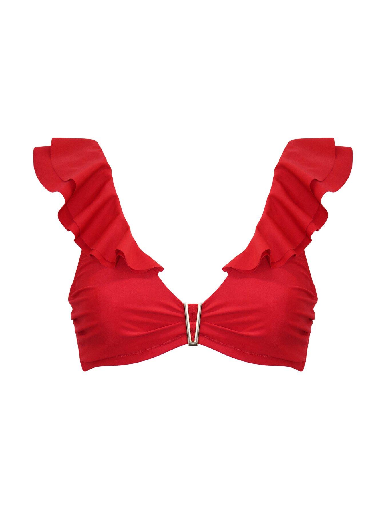 Image 3 of 4 of Pour Moi Andalucia Frill Underwired Non-Padded Top - Red