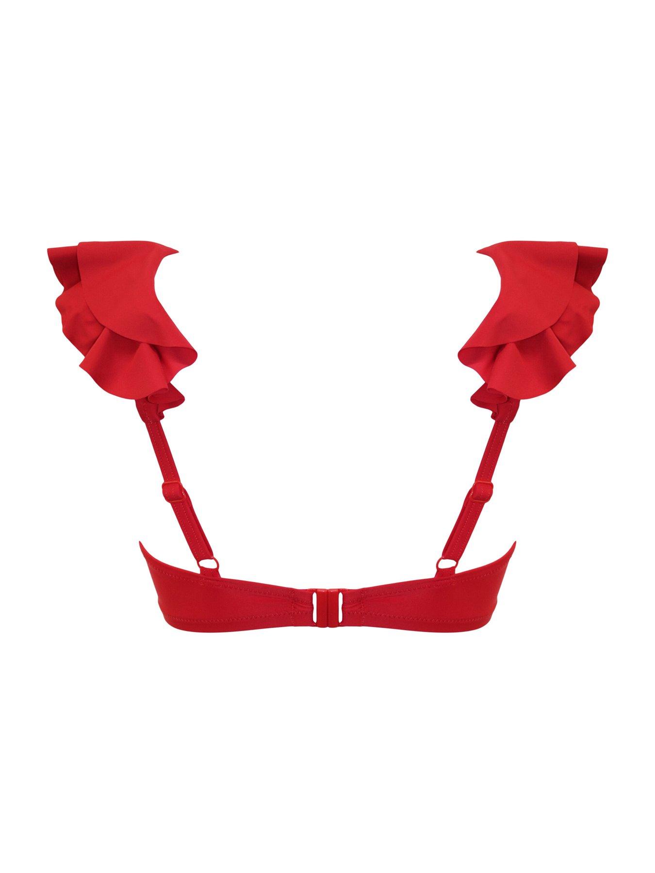 Image 4 of 4 of Pour Moi Andalucia Frill Underwired Non-Padded Top - Red