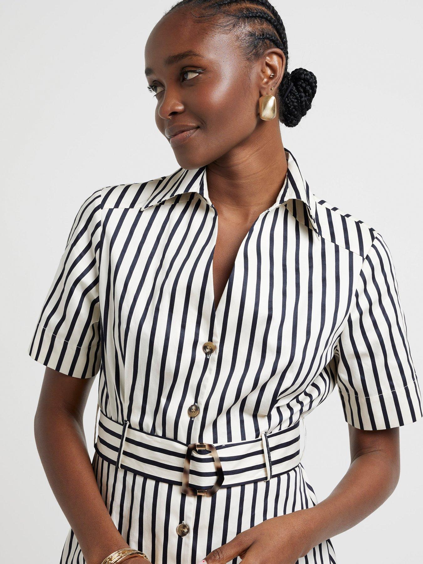 River Island Stripe Belted Mini Shirt Dress Blue Very