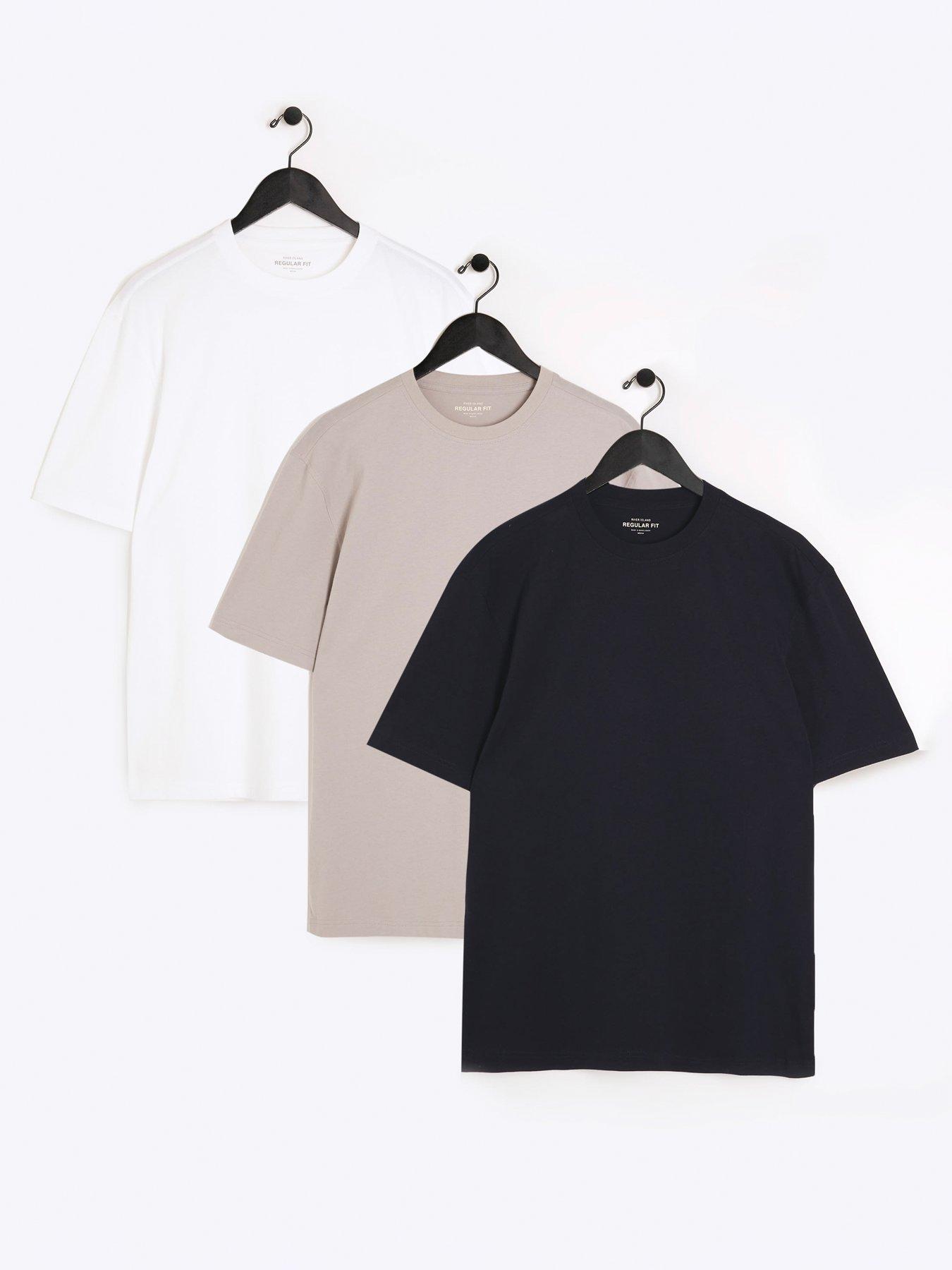 River Island 3pk Regular Fit Plain T-shirt Multi Very
