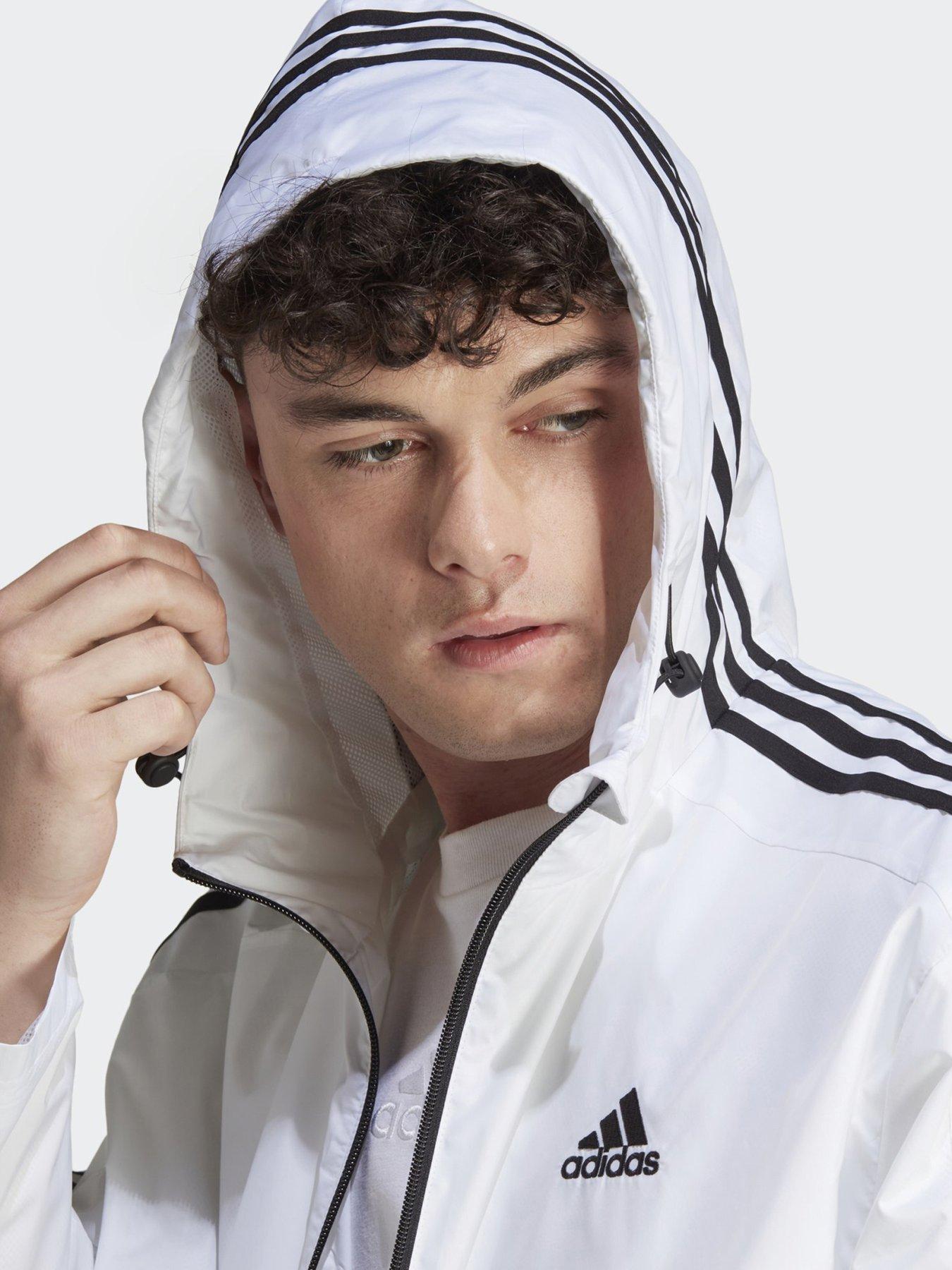 adidas Essentials 3 Stripes Woven Windbreaker White Very